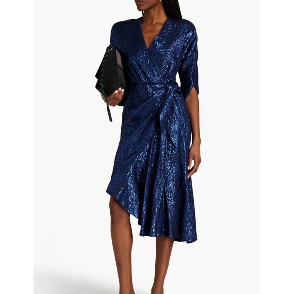 Etro ETRO 2480$ NWT Metallic Cloqué Floral Dress Royal blue IT 40 Size S / US 4 / IT 40 - 1 Thumbnail
