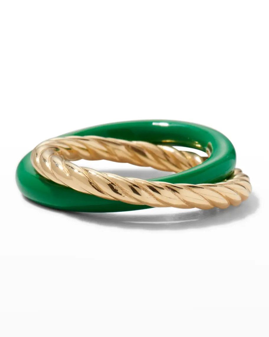 Bottega Veneta BOTTEGA VENETA green and gold silver double ring 8 17 q Size ONE SIZE - 1 Thumbnail