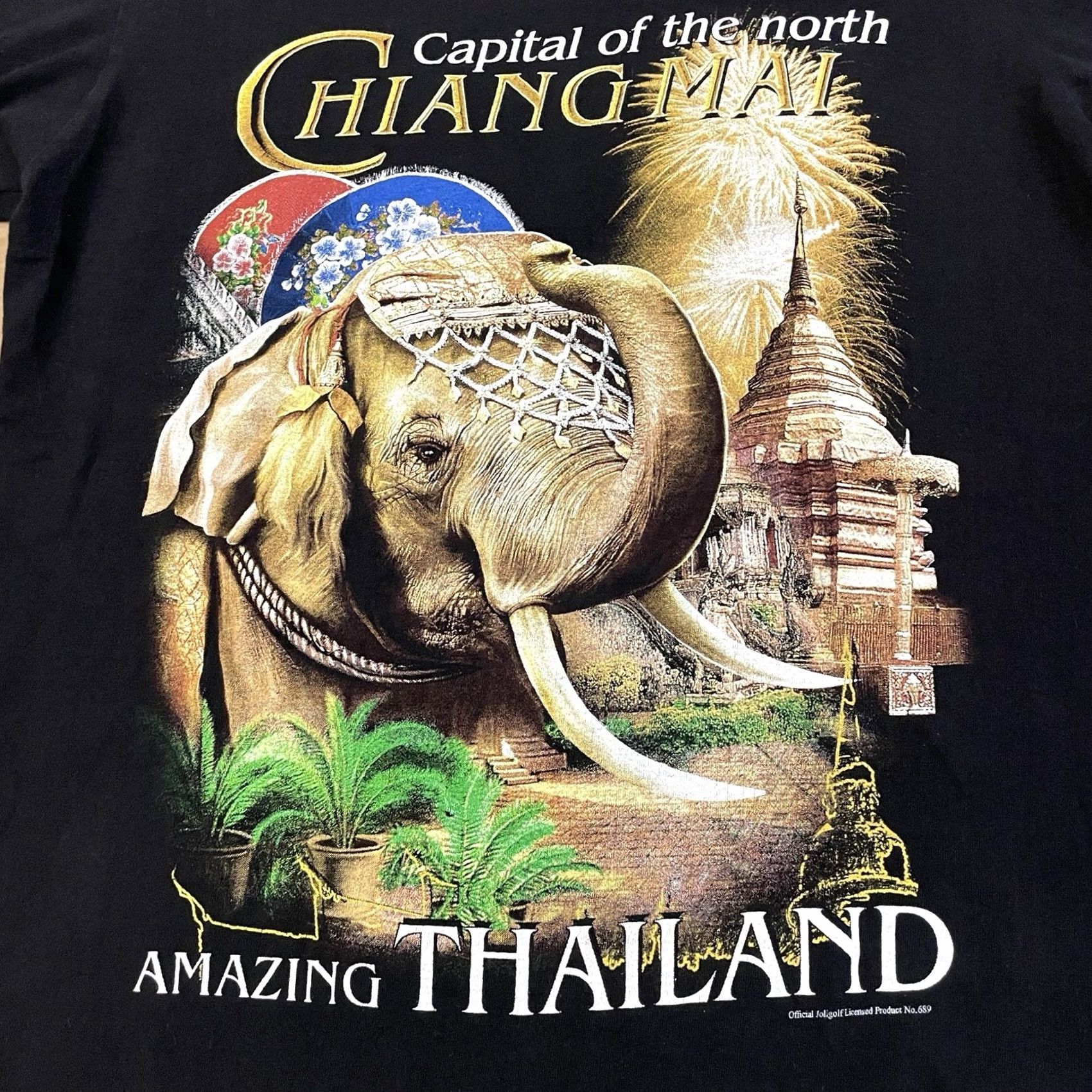 Vintage Joligolf Chiang Mai Thailand Shirt Adult Small Black Elephant Y2K AOP Tee Mens Size US S / EU 44-46 / 1 - 2 Thumbnail