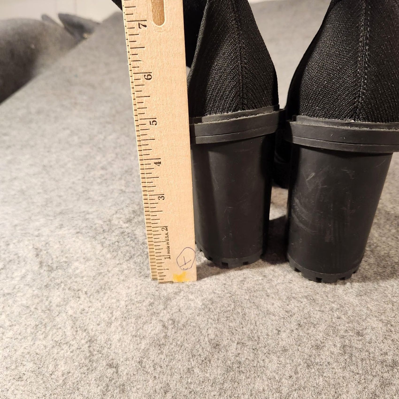 Zara Zara Womens Boots Sock Knit Mid Calf Platform Lug Sole Heel Black 7.5 Casual Party/Cocktail Mens Womens Girls Size US 8 / IT 38 - 4 Thumbnail