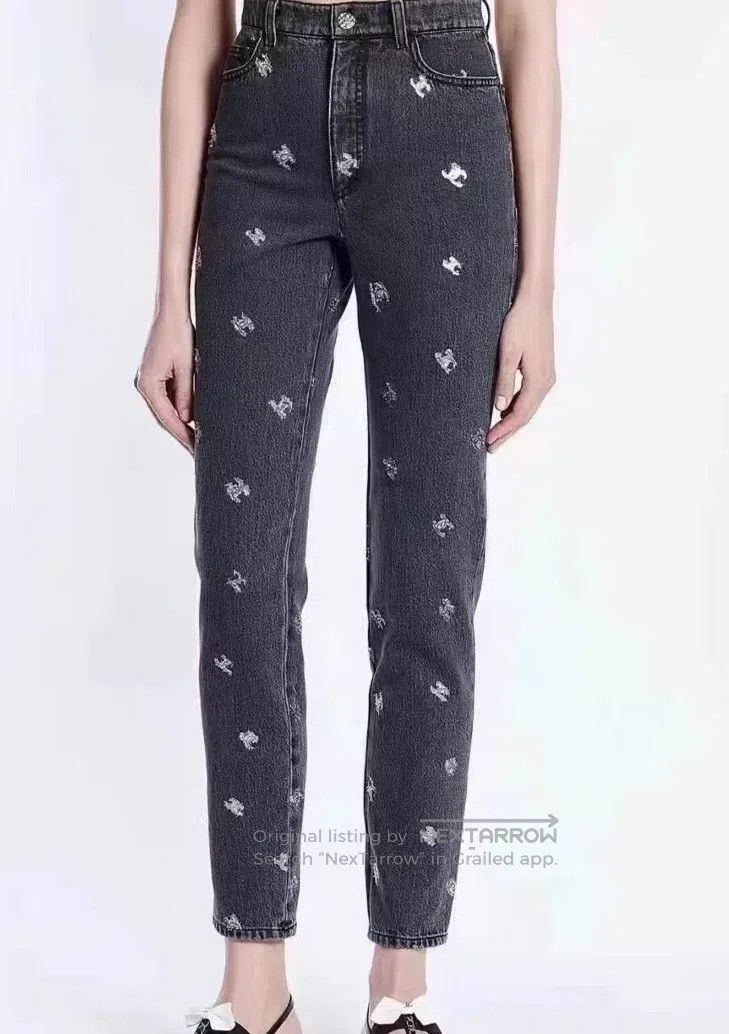 Chanel Chanel Silver double C full logo denim trousers Size 42" / US 20 - 9 Thumbnail