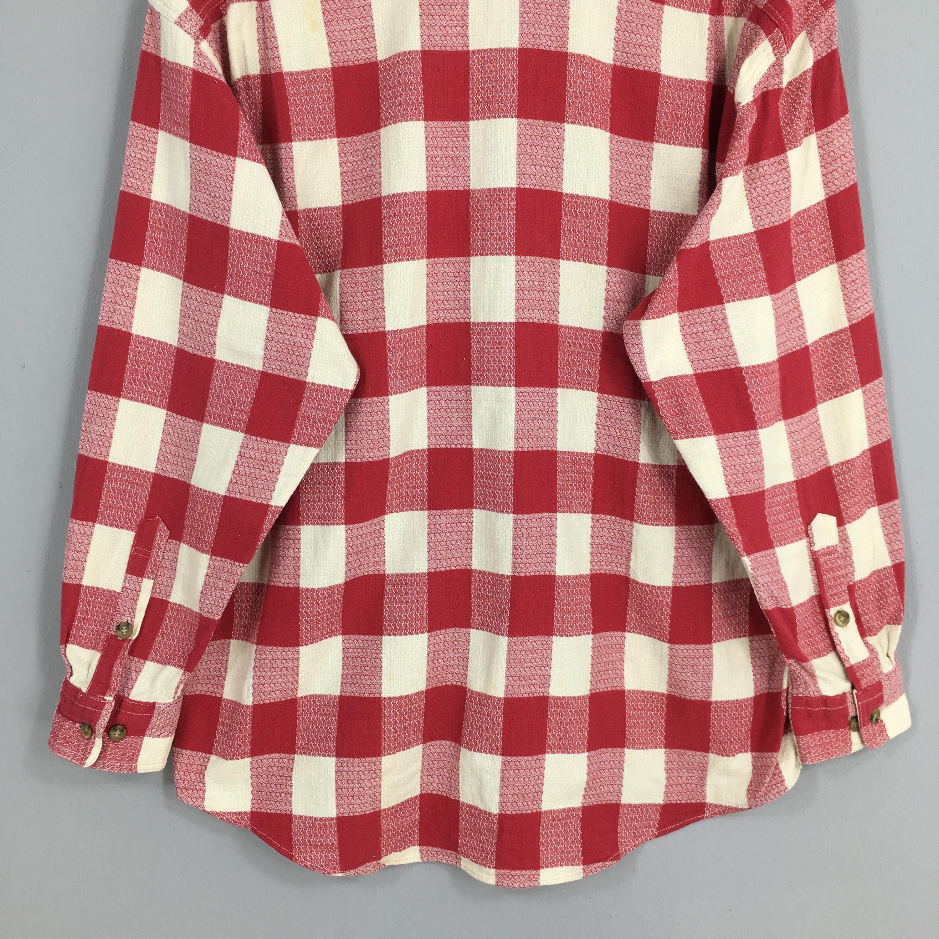 Flannel × Vintage Vintage 80s Tartan Checkered Red Western Shirt Large Size US L / EU 52-54 / 3 - 9 Thumbnail