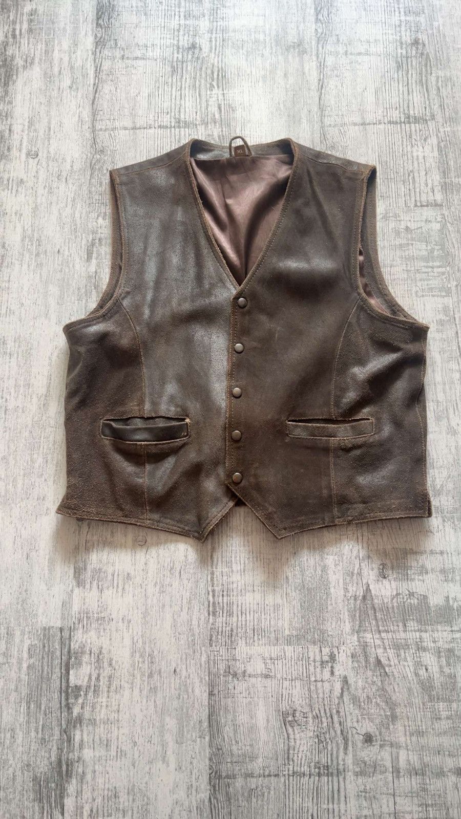 Vintage Vintage 70s brown leather waistcoat Size US XL / EU 56 / 4 - 2 Thumbnail