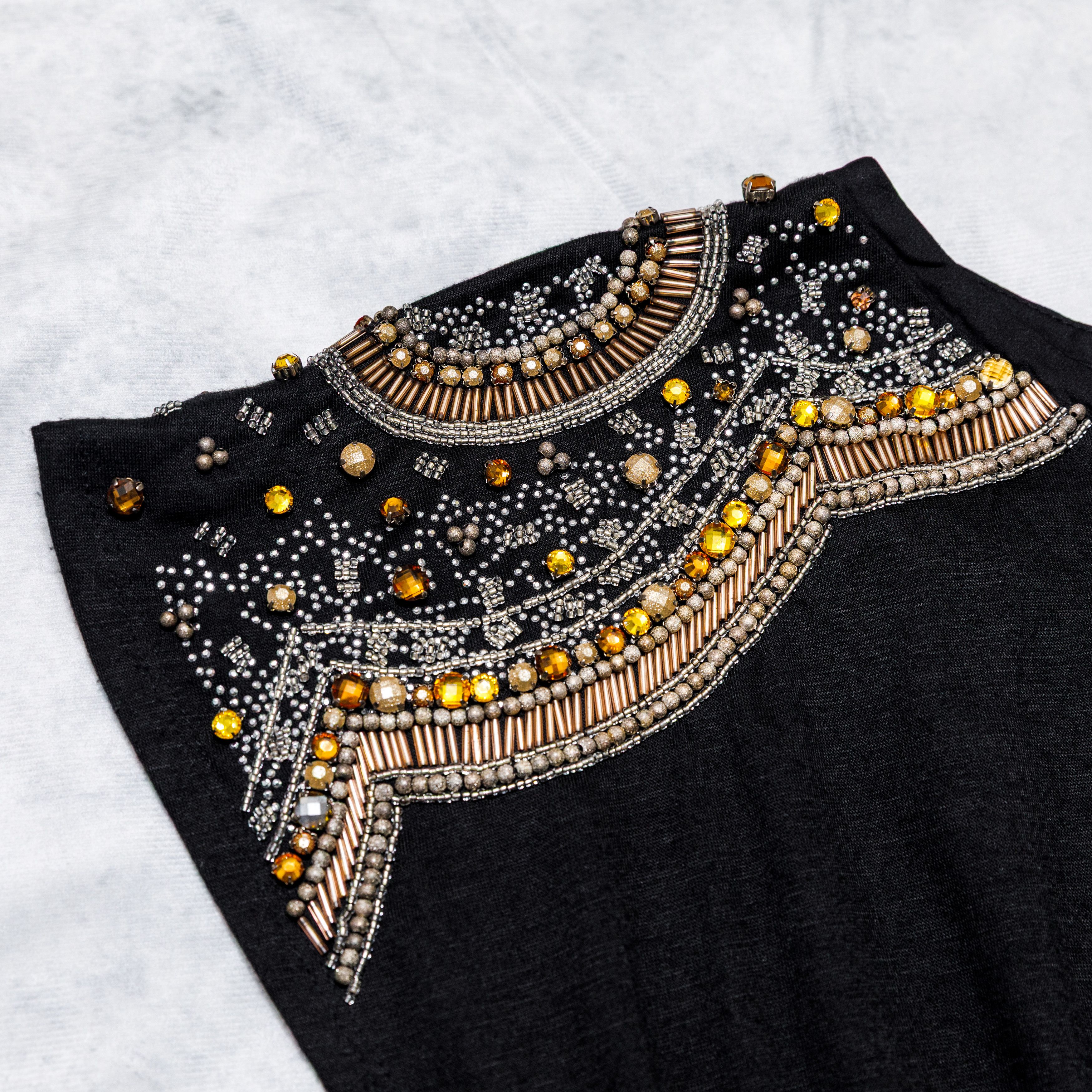 Other Isabel Lu Wool Studded Beaded Rhinestone Mini Black Dress Size S / US 4 / IT 40 - 7 Thumbnail