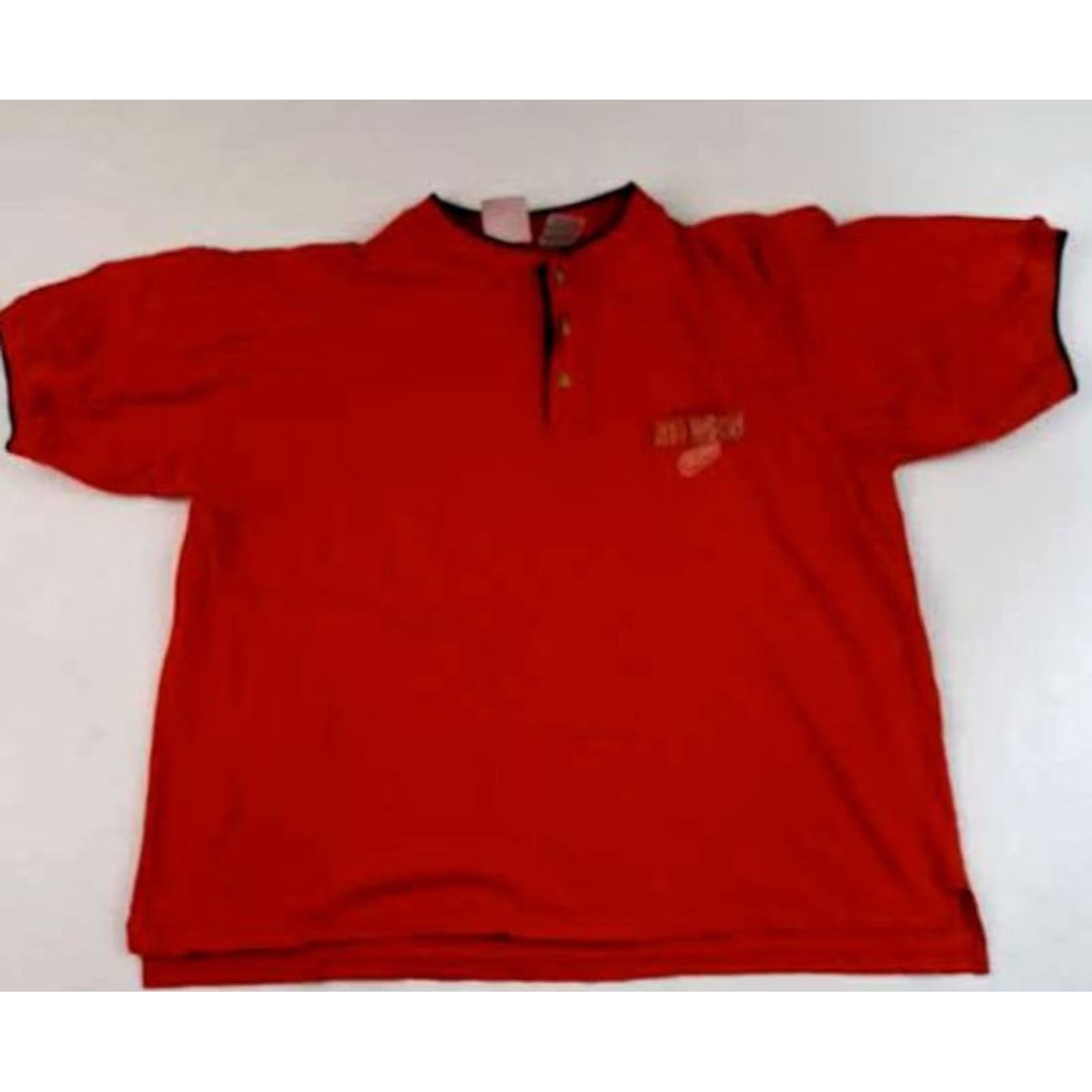 NHL NHL Detroit Red Wings Shirt XL Red Crew Neck Short Sleeve 1/4 Button T-Shirt Men 90s Vintage? Size US XL / EU 56 / 4 - 2 Thumbnail