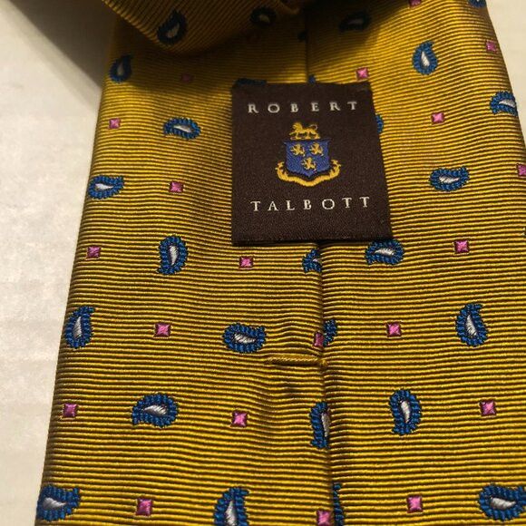 Robert Talbott Robert talbott men's new gold 100%silk tie 3" X 61 1/2" Size ONE SIZE - 4 Thumbnail