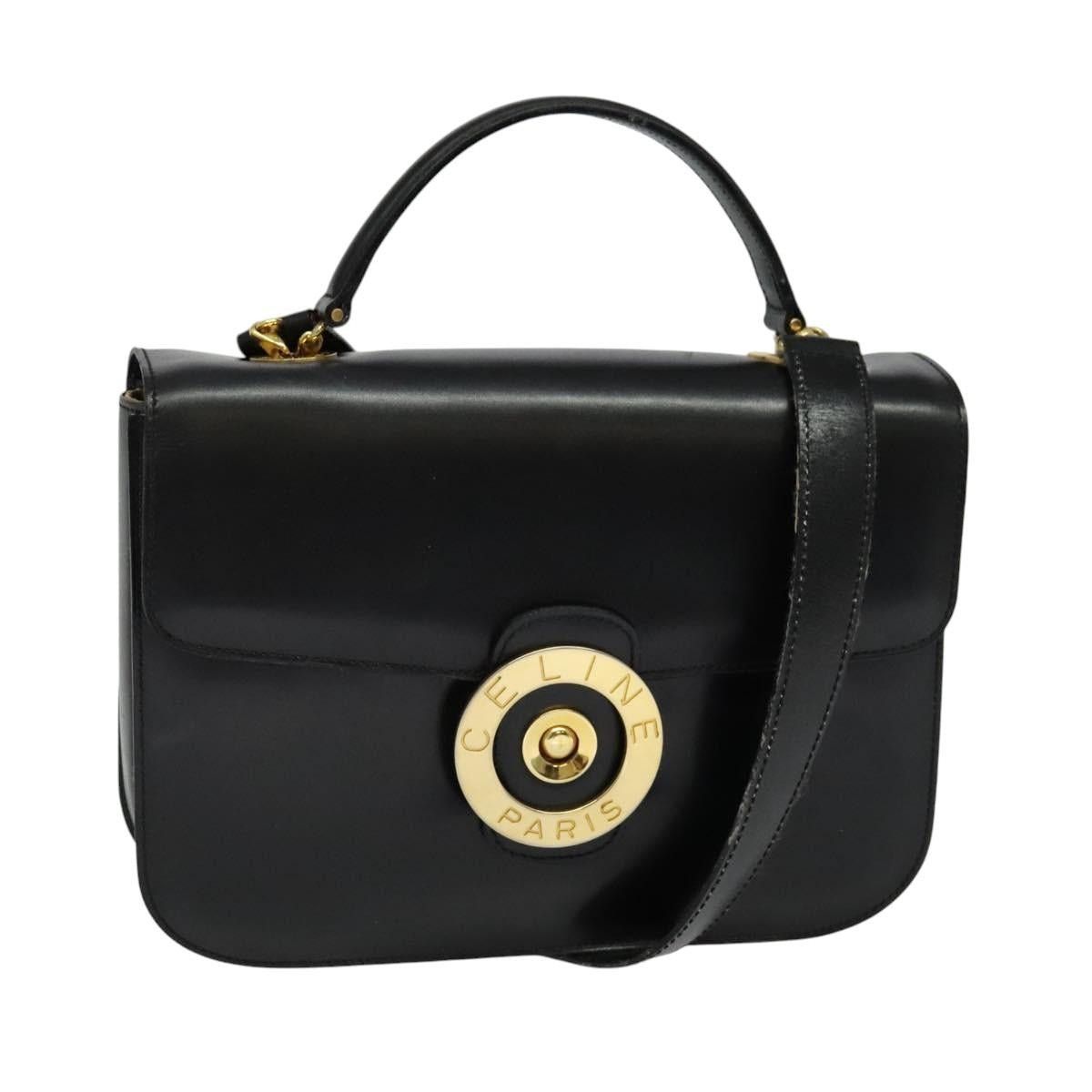 Celine CELINE Hand Bag Leather Black Gold Size ONE SIZE - 1 Thumbnail