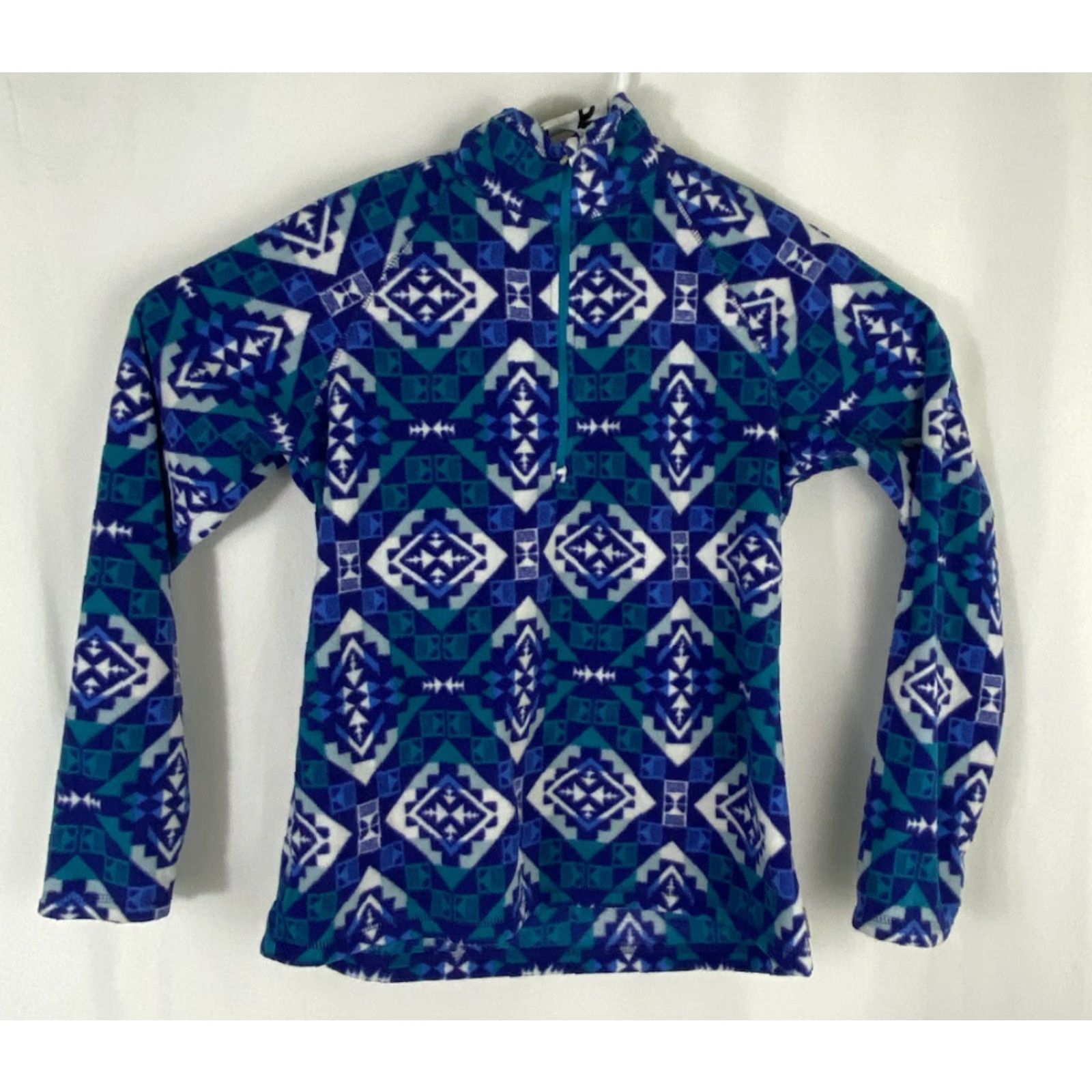Eddie Bauer Eddie Bauer Womens Medium Blue Multicolor Aztec Fleece 1/4 Zip Up Pullover Sweatshirt Size M / US 6-8 / IT 42-44 - 2 Thumbnail