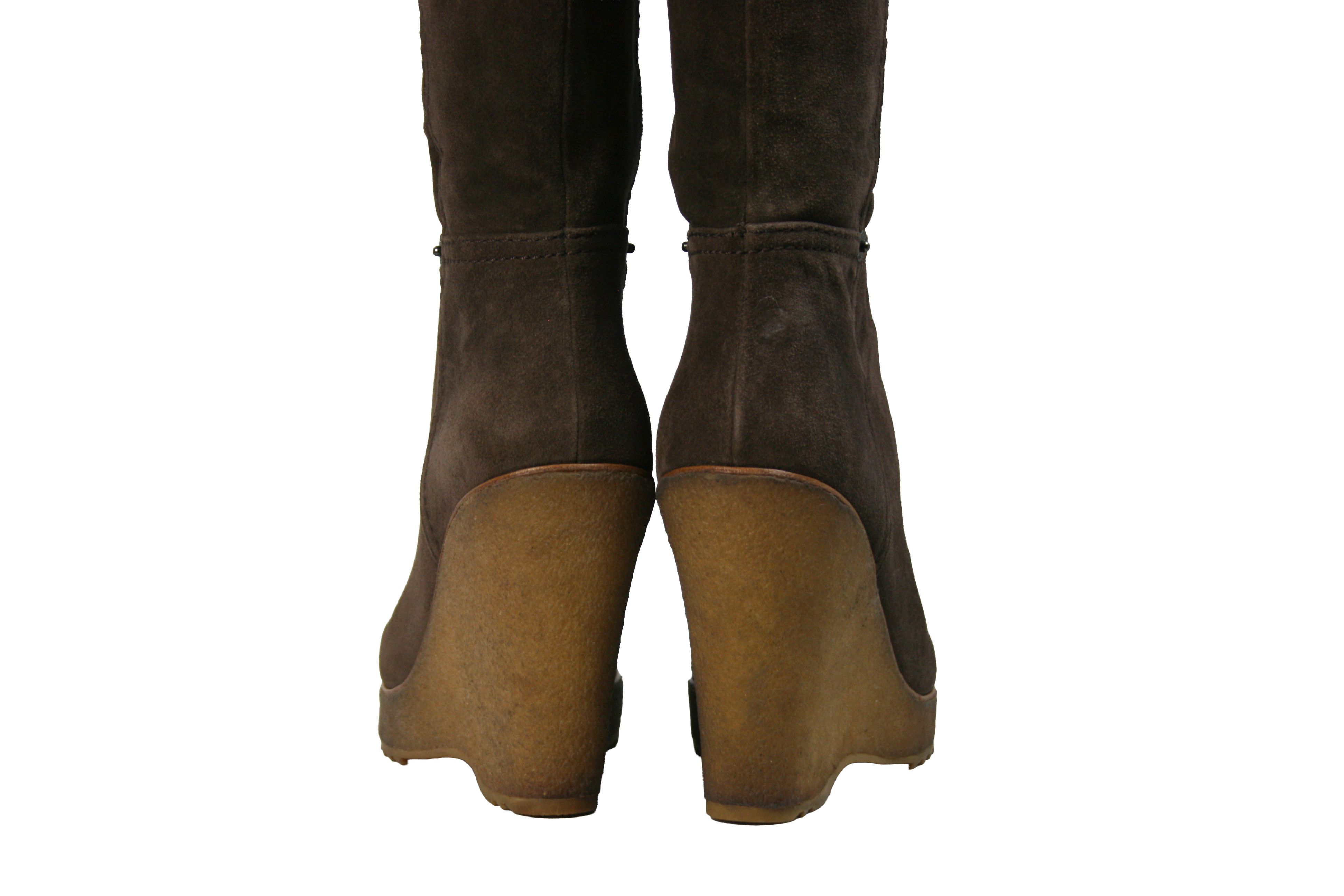 Prada 2014 Wedge Suede Overknees Boots Size US 8 / IT 38 - 13 Thumbnail