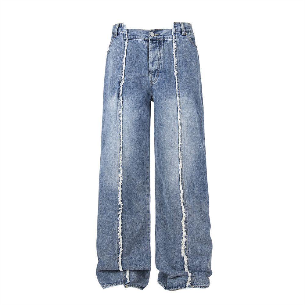 Japanese Brand × Jean Men's trendy raw edge stitching gradient washed jeans Size US 32 / EU 48 - 1 Thumbnail