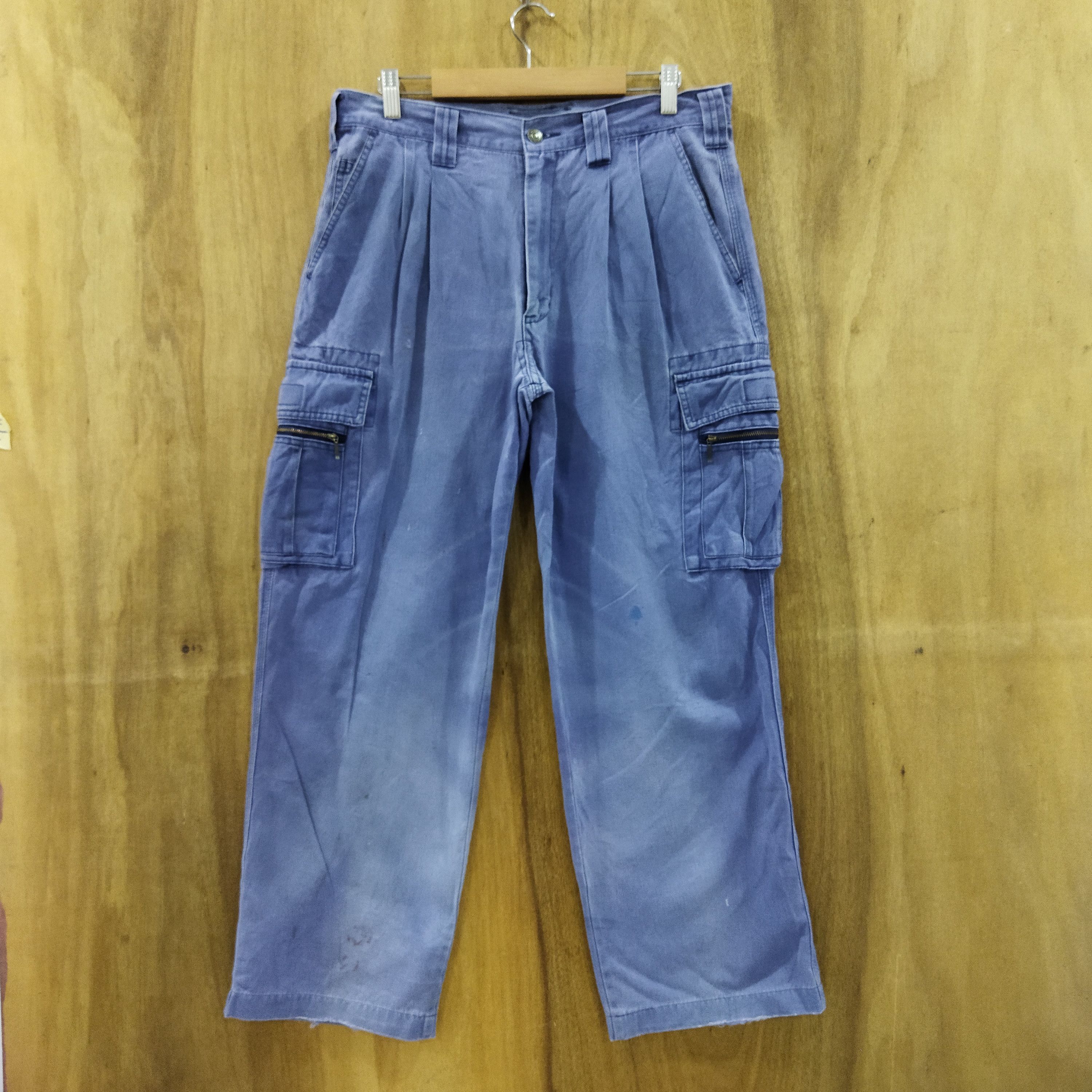 Japanese Brand GRAN SISCO FADED BLUE WORK WARE CARGO PANTS Size US 32 / EU 48 - 1 Thumbnail