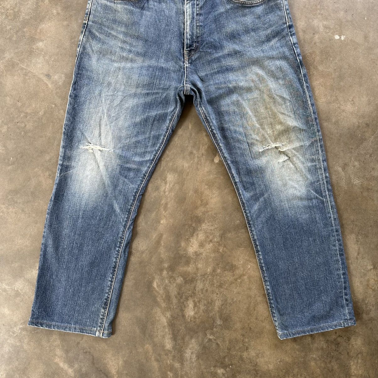 Japanese Brand Vintage Edwin Distressed Faded Denim Jean Pant W35 Size US 35 - 2 Thumbnail
