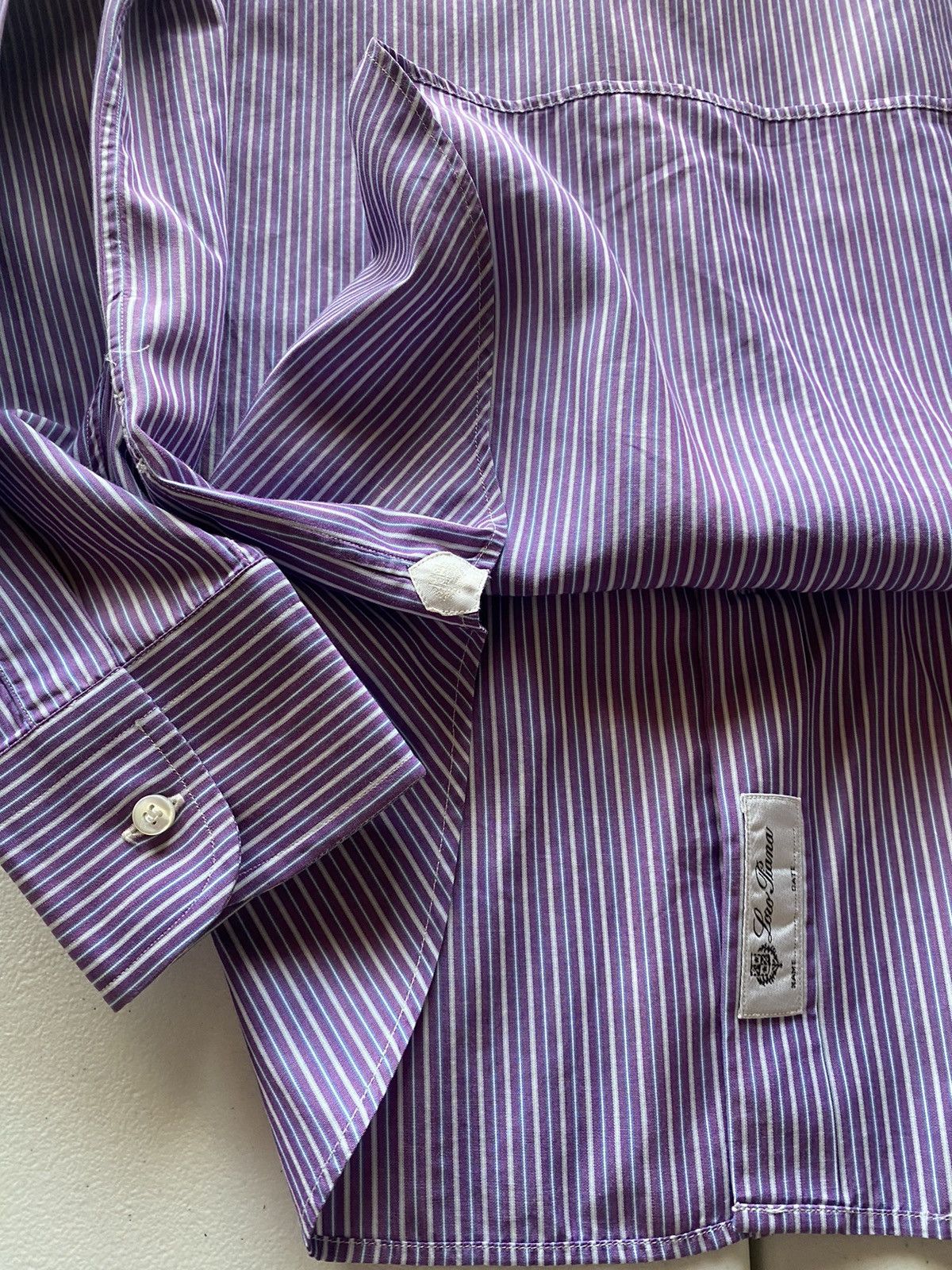 Loro Piana Loro Piana 🇮🇹 purple rep stripe dress shirt 16.5 42eu VGC Size US L / EU 52-54 / 3 - 8 Thumbnail