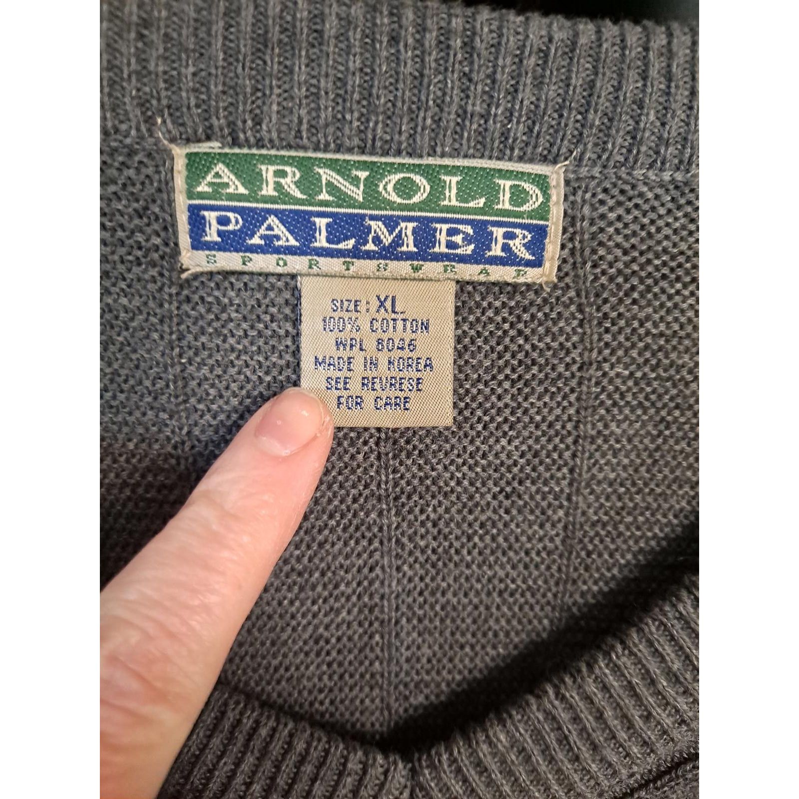 Other Arnold Palmer Gray V Neck Sweater 100% Cotton Size XL Size US XL / EU 56 / 4 - 2 Thumbnail
