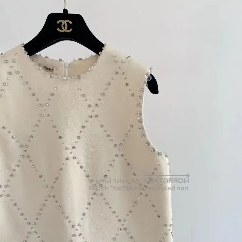 Miu Miu Miu Miu A-Line Wool Midi Dress in Cream . Size XL / US 12-14 / IT 48-50 - 2 Thumbnail