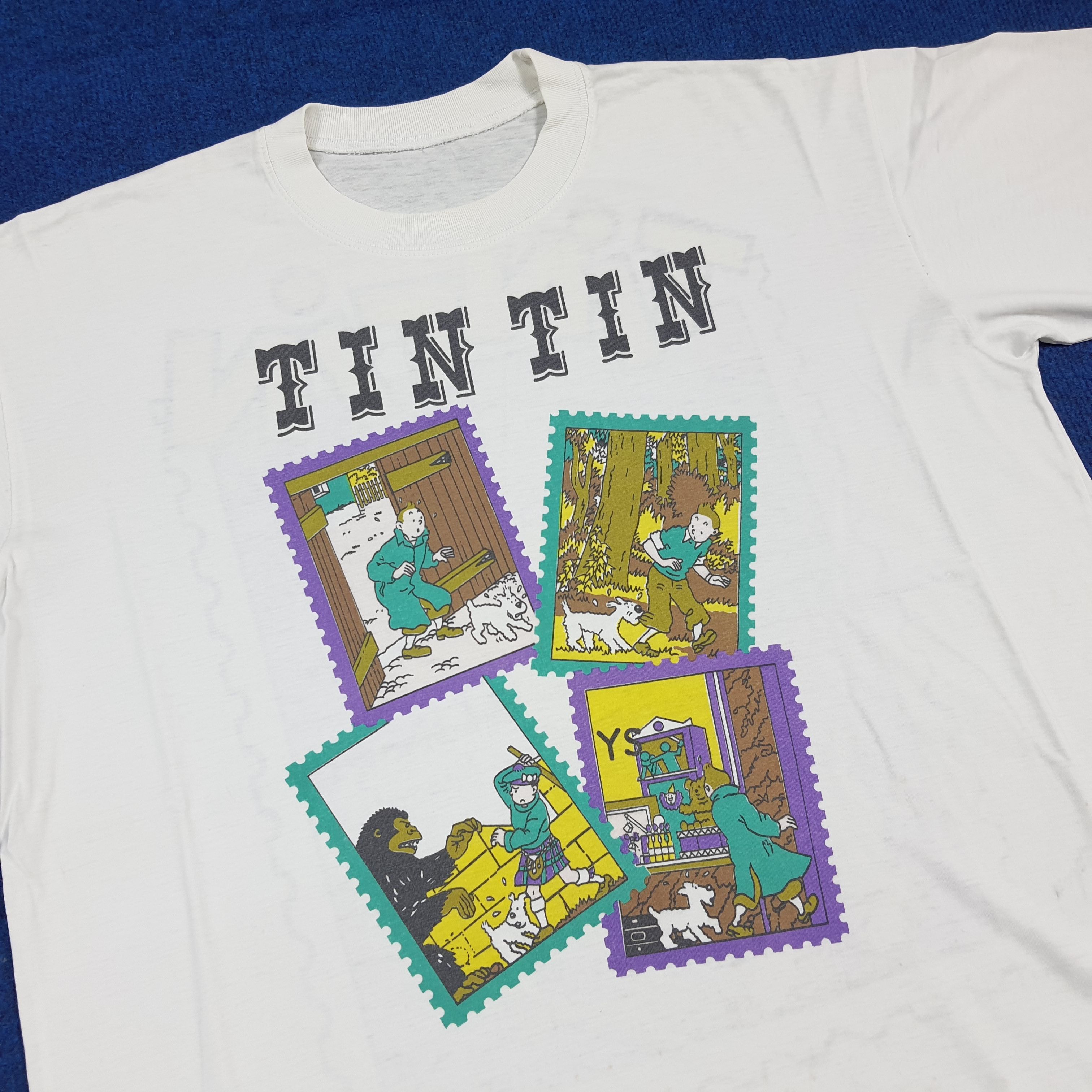 Vintage Vintage 90s Tintin Double Print Single Stitch Tshirt C294N75 Size US XL / EU 56 / 4 - 2 Thumbnail