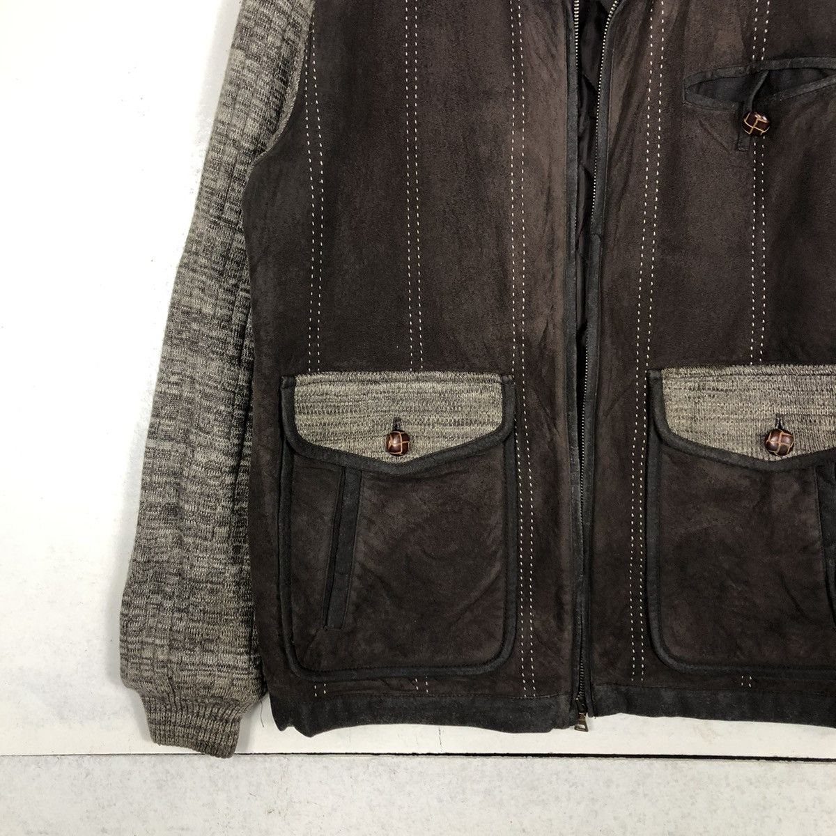 Japanese Brand 📌VTG BIKER FLY LEATHER JACKET MONTERRY CARMEL ISSEY MIYAKE Size US M / EU 48-50 / 2 - 5 Thumbnail