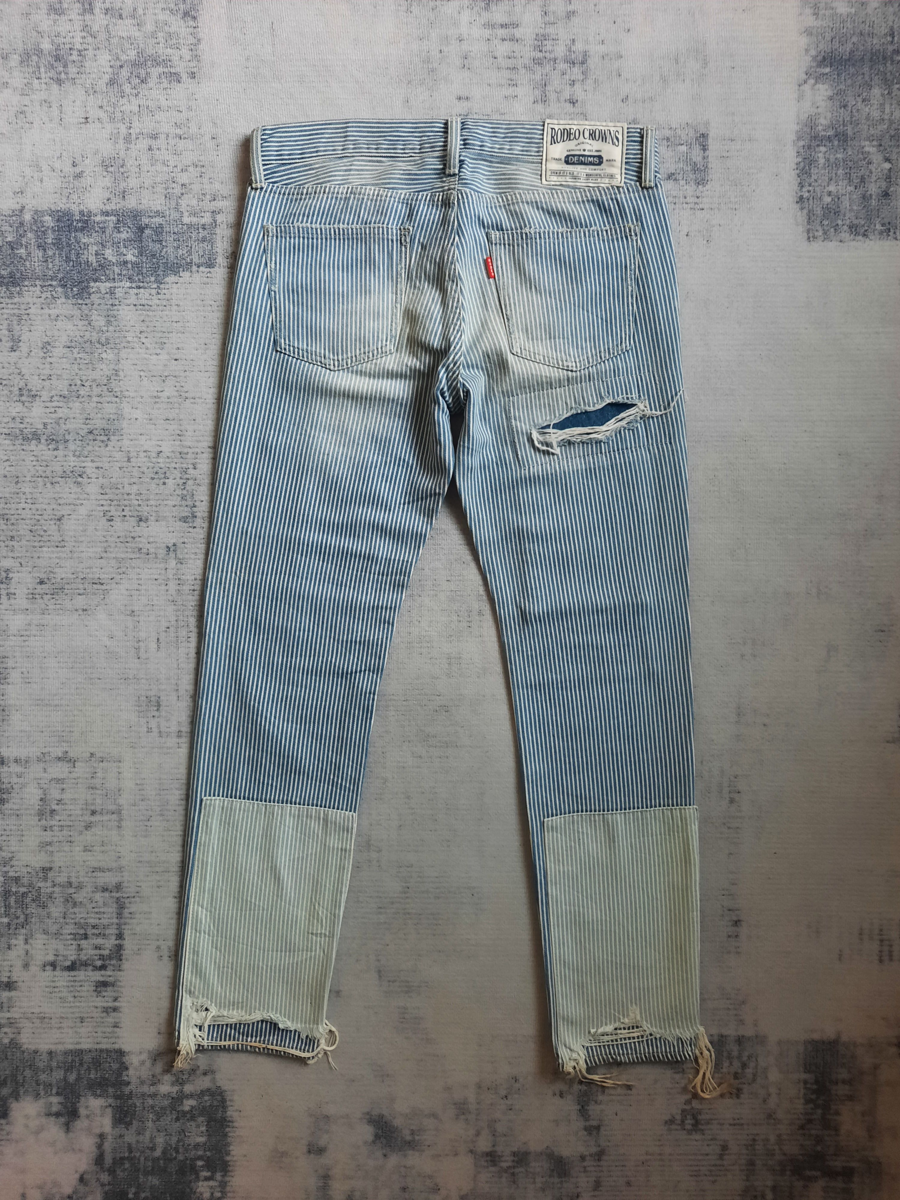 If Six Was Nine 🔱 Radeo crowns hickory stripes patch distressed pants Size US 30 / EU 46 - 2 Thumbnail