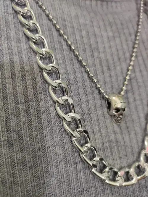 Jewelry Skull Punk Necklace Chain Choker Size ONE SIZE - 3 Thumbnail