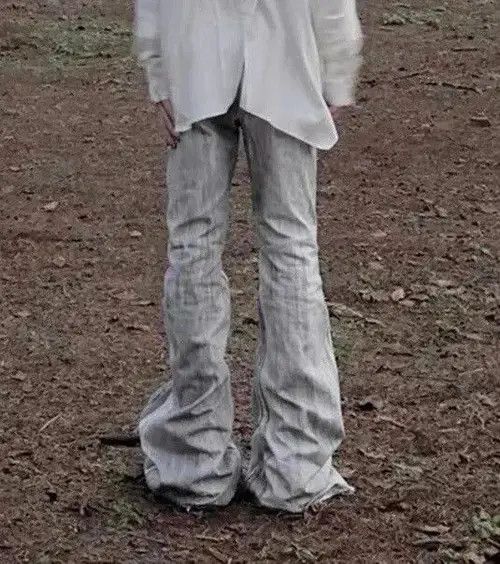 Jean × Vintage Y2k Streetwear Dirty Gradient Baggy White Jean Size US 35 - 3 Thumbnail