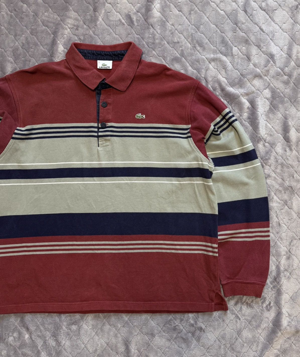Lacoste × Vintage Vintage y2k Lacoste Long Sleeve Polo Size US XL / EU 56 / 4 - 3 Thumbnail