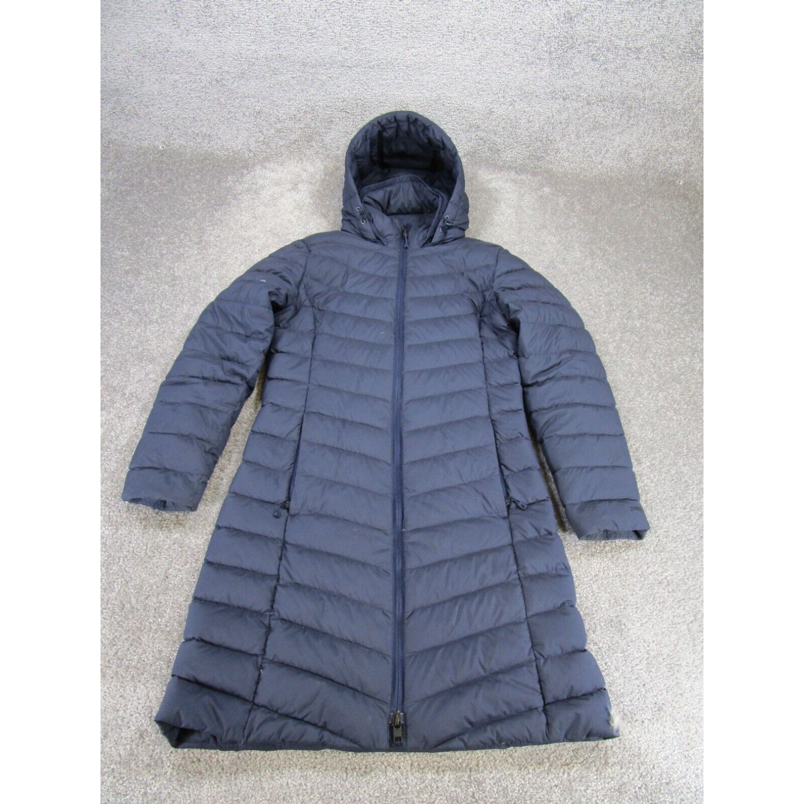 image of Patagonia Jacket Womens Xs Silent Down Parka Navy Blue Tears in White