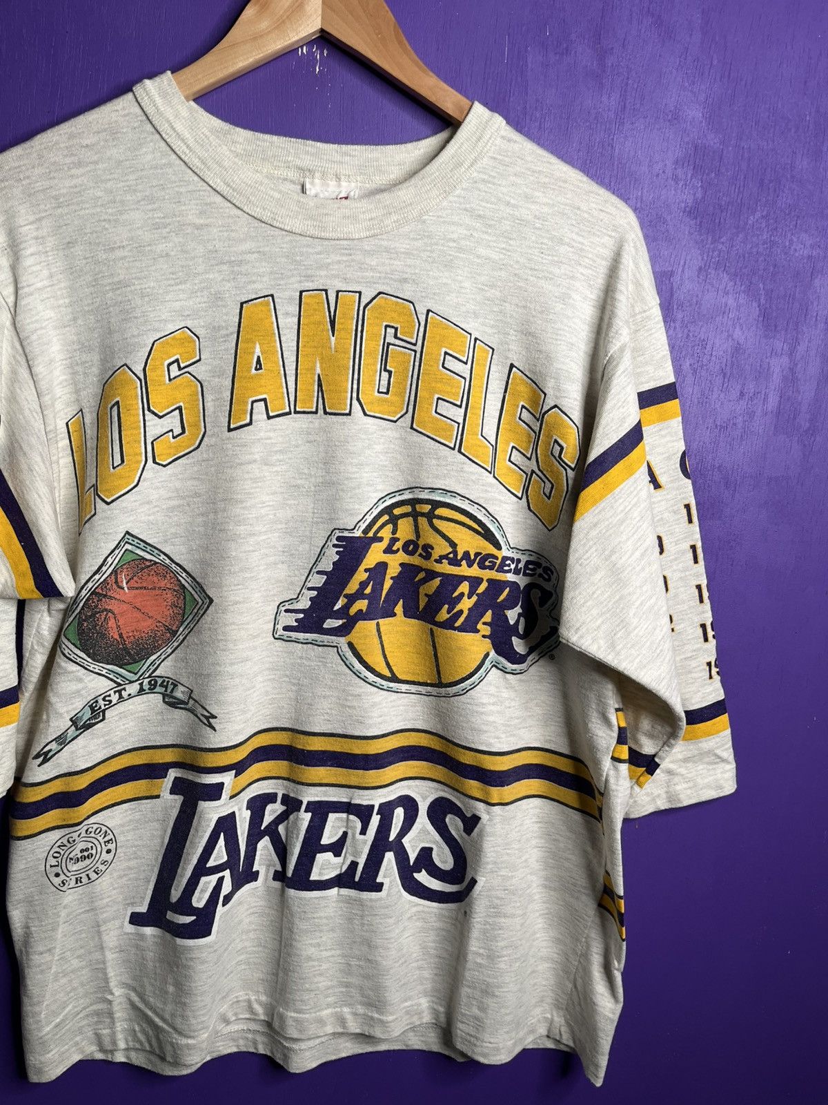 NBA × Vintage Vintage 90s Long Gone Los Angeles lakers AOP t-shirt Size US L / EU 52-54 / 3 - 3 Thumbnail