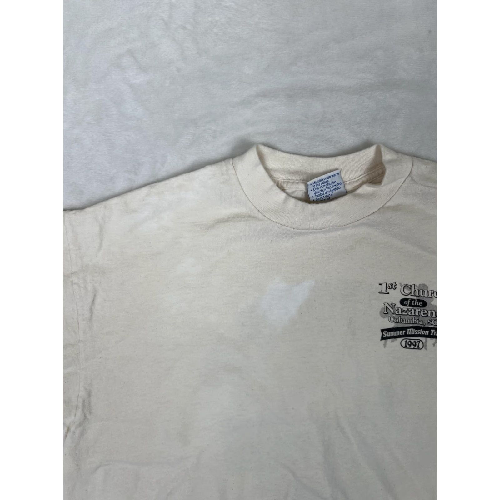 Vintage VINTAGE AllSport T-Shirt Western Rodeo Round-Up Mens XL Beige 90s Christian T-Shirt Crew Neck Graphic Print Size US XL / EU 56 / 4 - 5 Thumbnail