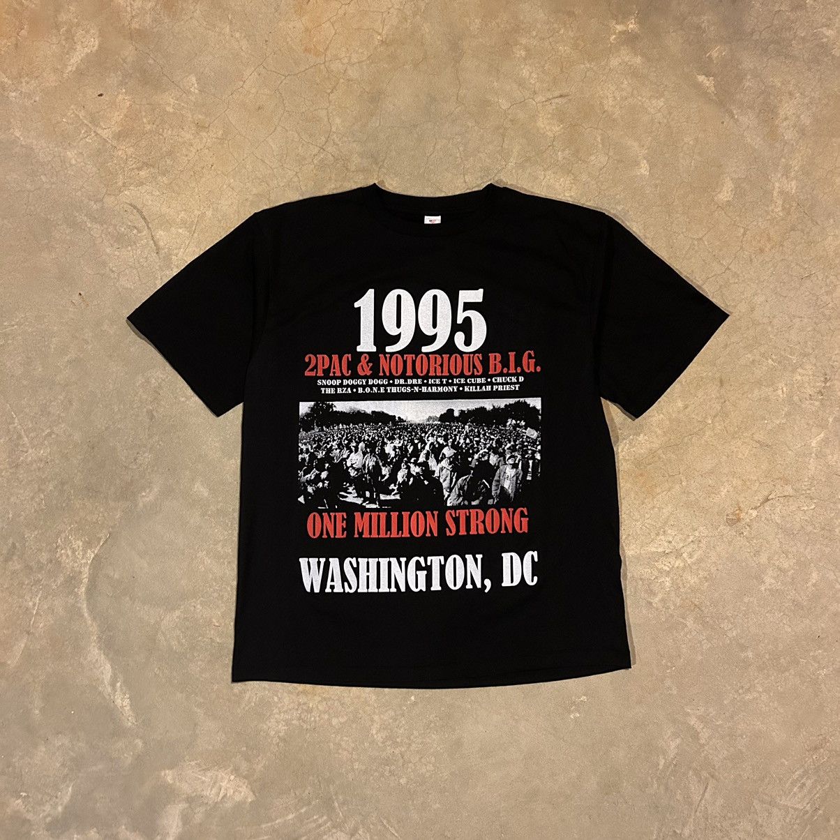 image of Rap Tees x Vintage Crazy Vintage 1995 One Million Strong Rap Album Tee Tupac in Black (Size XL)