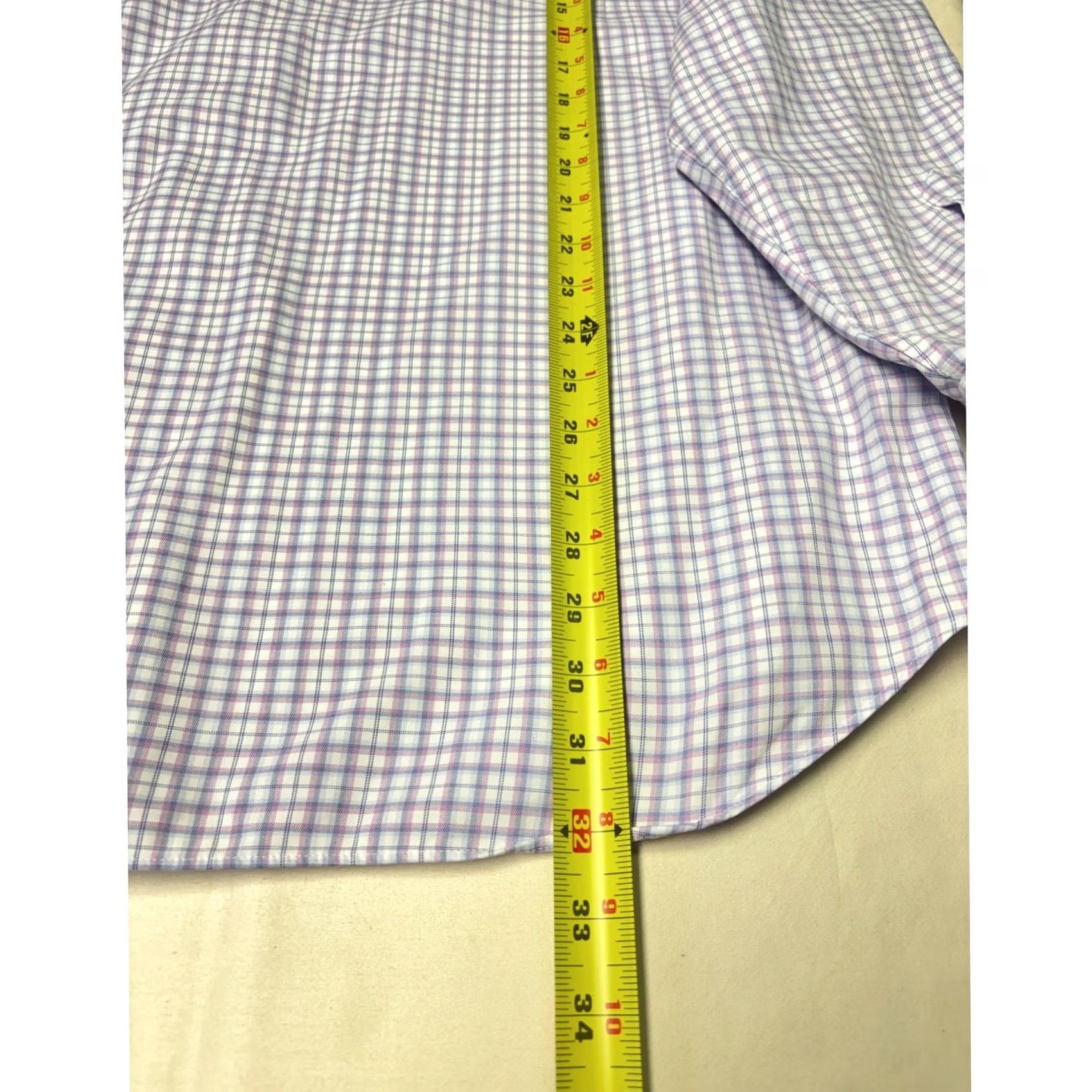 David Donahue David Donahue Dress Shirt Plaid Cotton Men Long Sleeve Button 17 in Neck 32 in Length XL Regular Fit Mens Size 46R - 7 Thumbnail