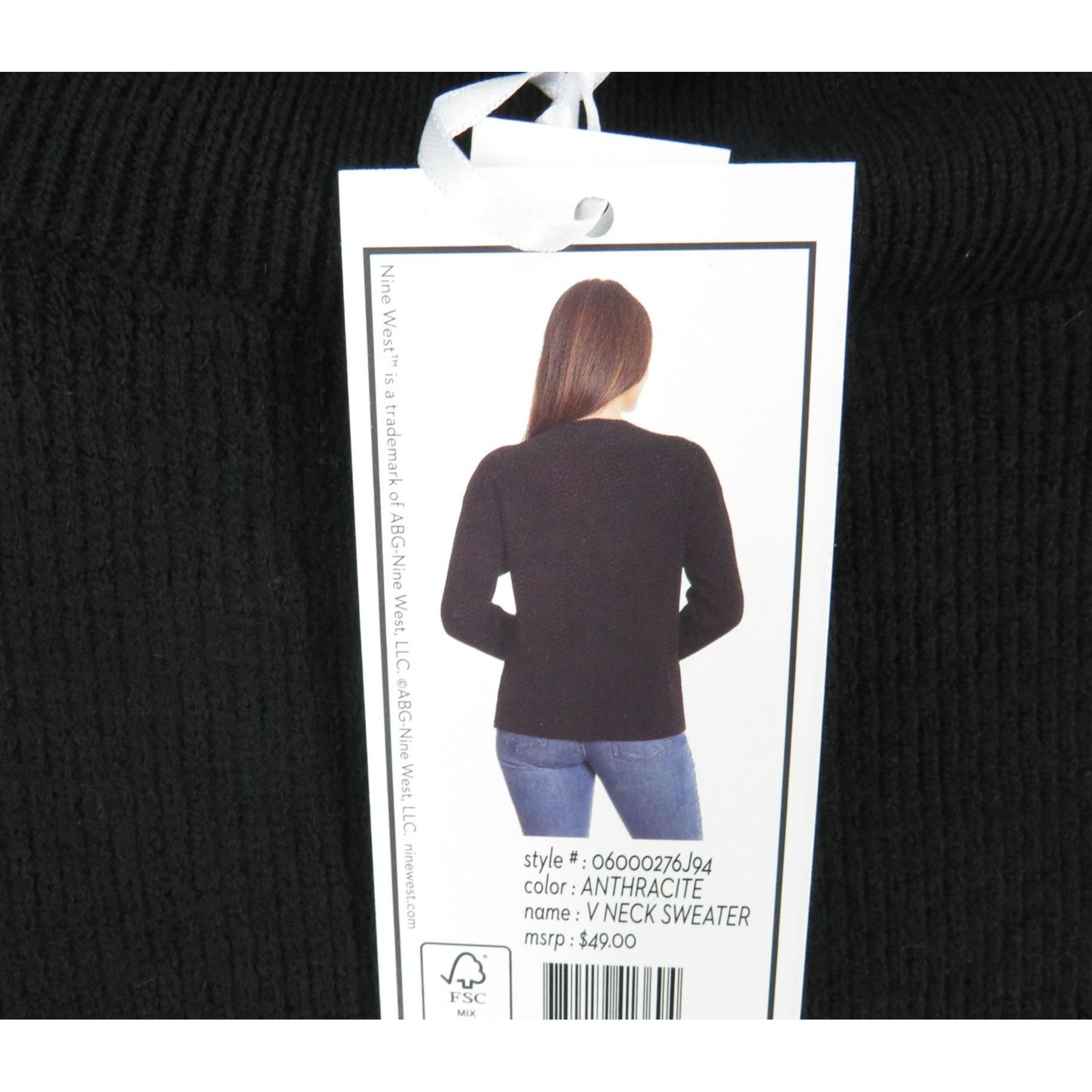 Nine West Nine West Women's XL Black V-Neck Sweater Ribbed Knit NWT $4 Size XL / US 12-14 / IT 48-50 - 4 Thumbnail