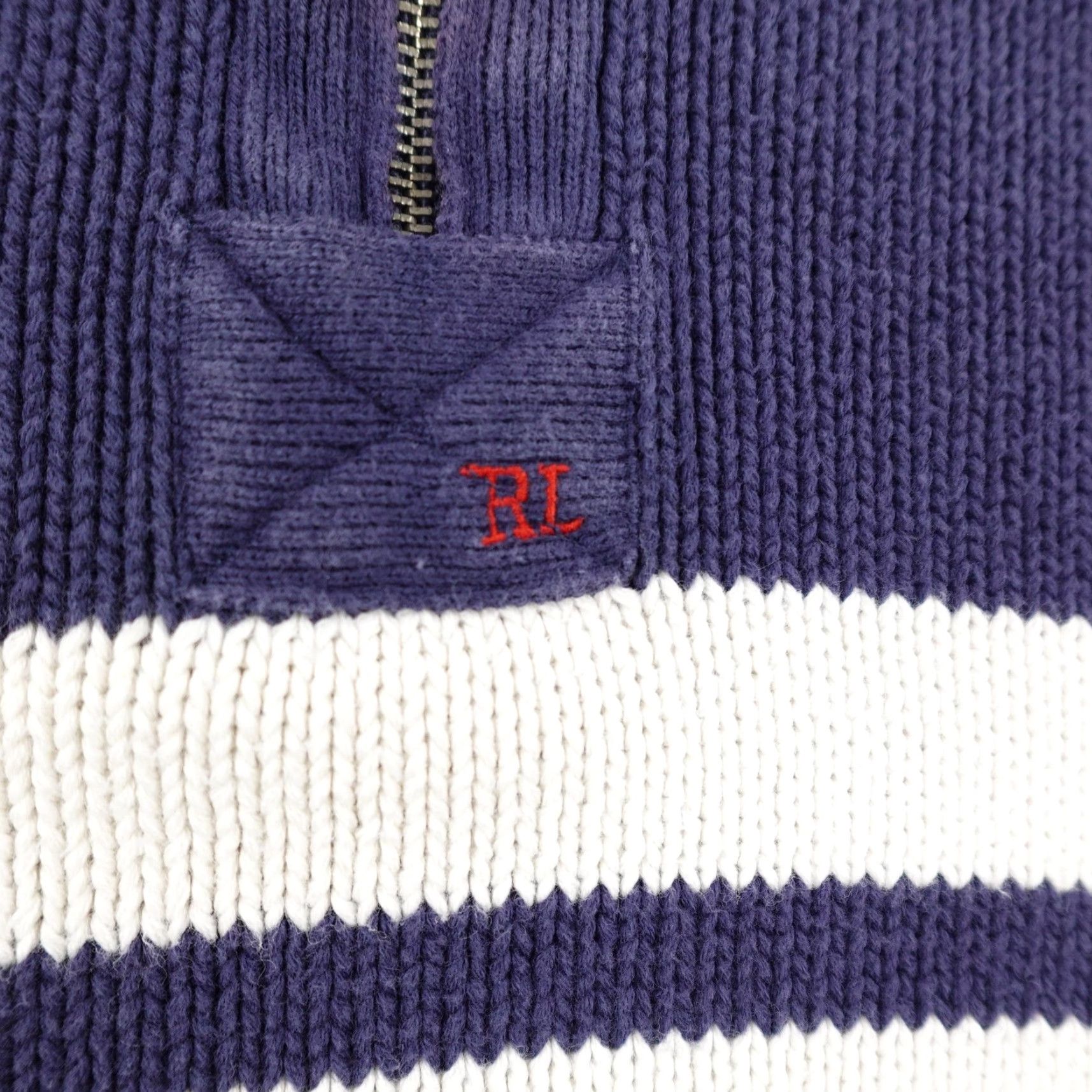 Ralph Lauren Ralph Lauren Sweater Mens 2XL Blue Striped Polo 1/4 Zip Mock Neck Pullover Size US XXL / EU 58 / 5 - 3 Thumbnail