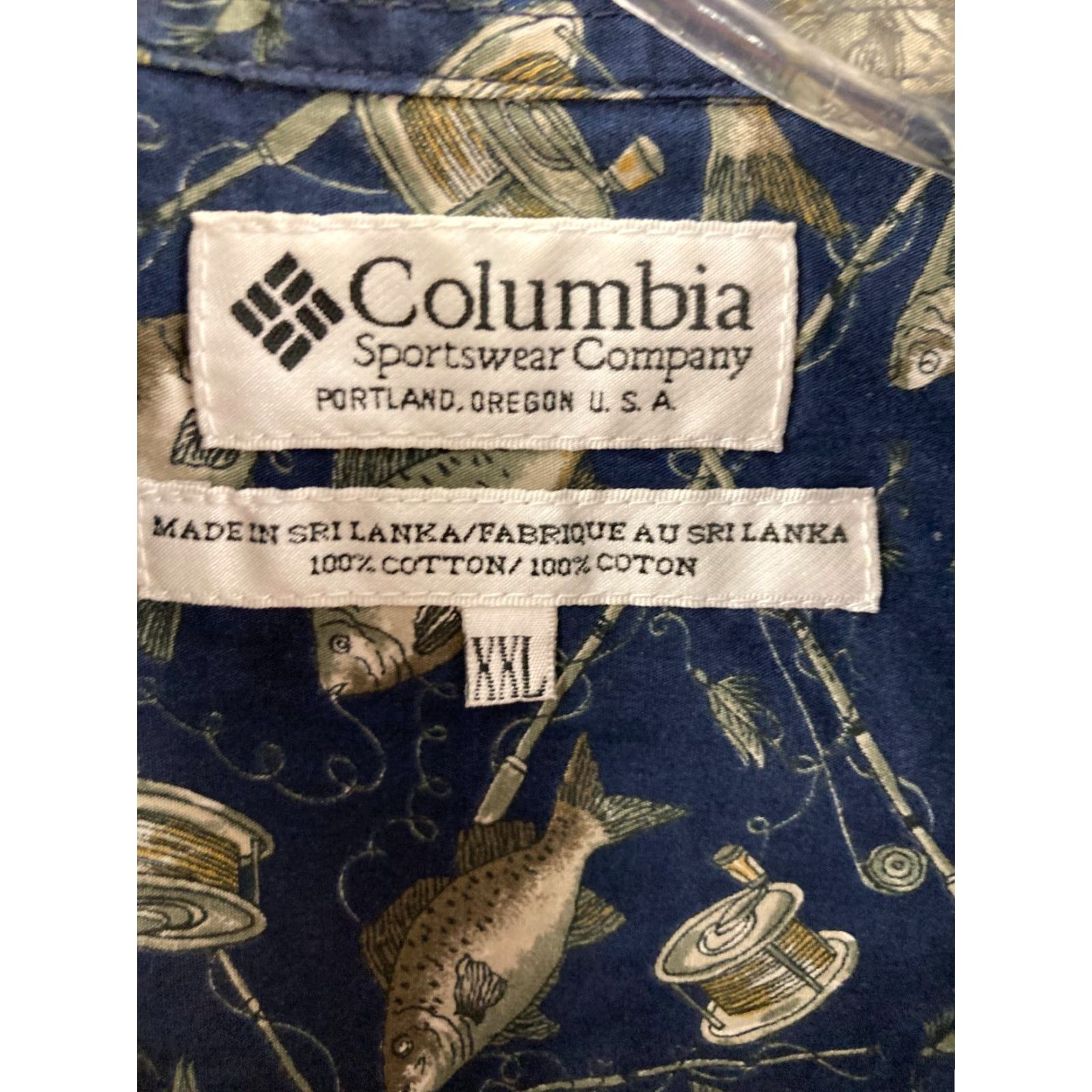 Vintage Columbia Shirt Mens XXL Button-Down Long Sleeve Plaid Cotton Flannel AOP Football Fish Theme Casual Size US XXL / EU 58 / 5 - 6 Thumbnail