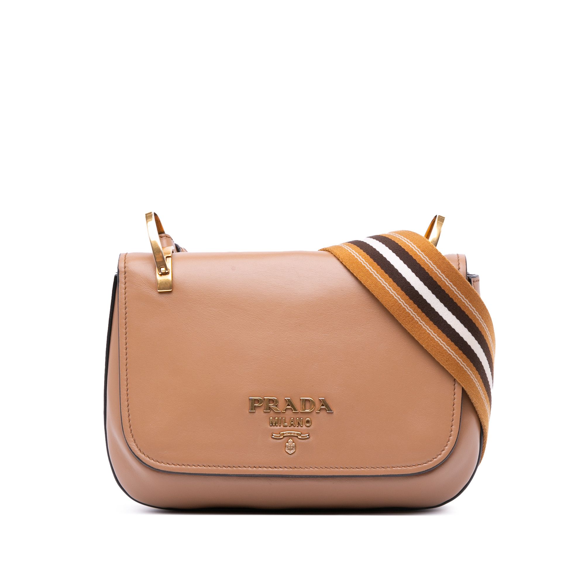 Prada City Calf Pionniere Saddle Bag in Brown, Women's