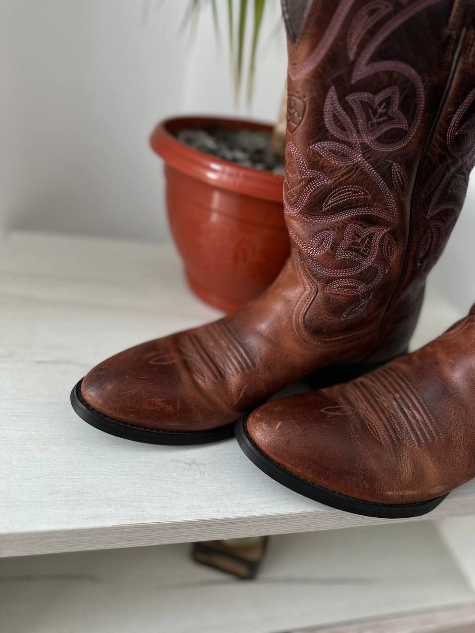 Japanese Brand × Leather × Vintage Vintage Cowboy Brown Womesn Western Leather Boots Size US 7.5 / IT 37.5 - 5 Thumbnail