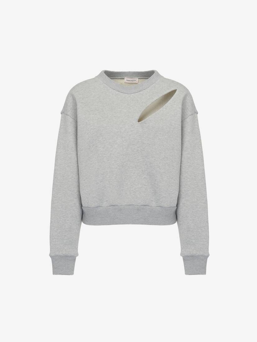 Alexander McQueen o1srvl11e0326 Slashed Sweatshirt in Grey Size M / US 6-8 / IT 42-44 - 1 Thumbnail