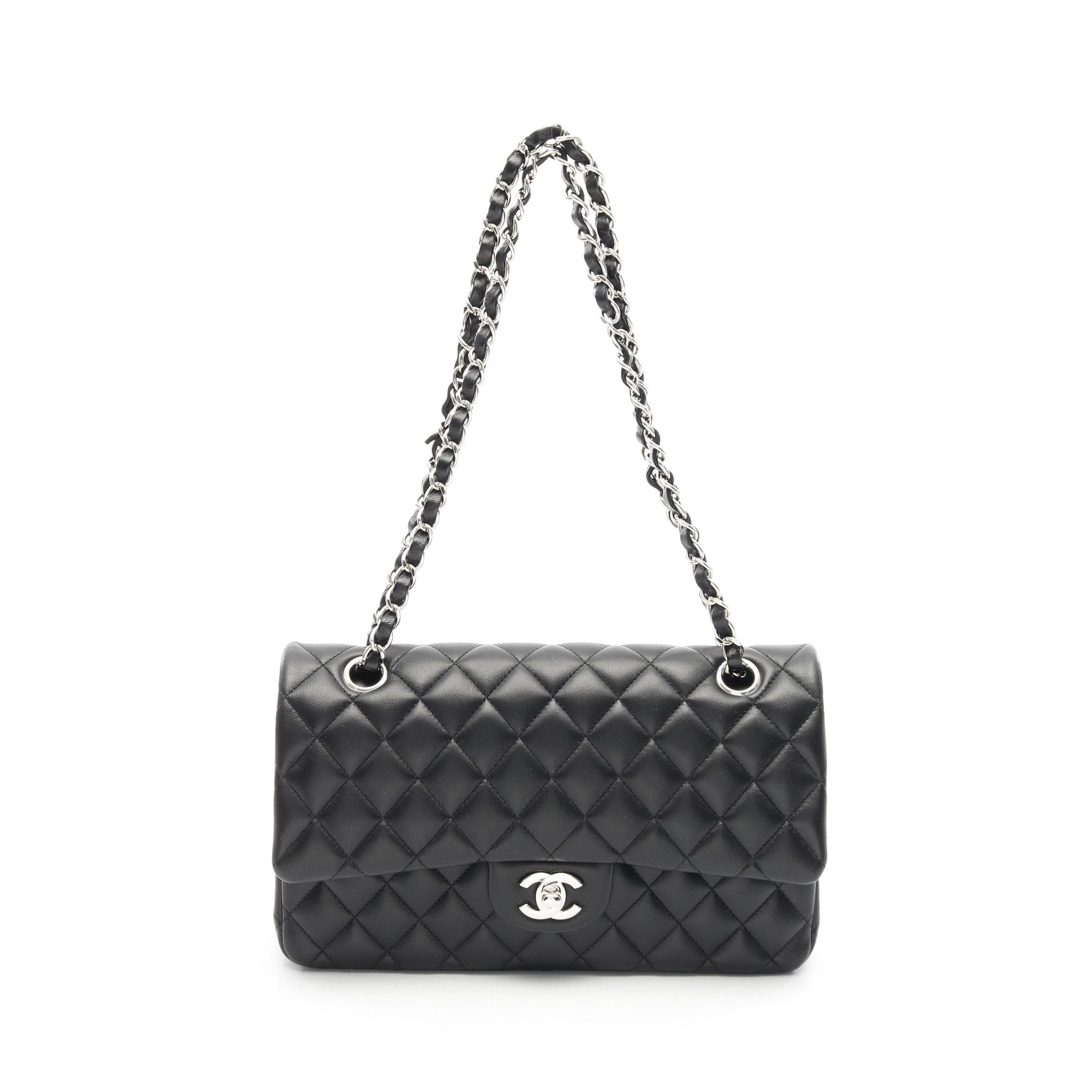 Chanel Chanel Matelasse Double Flap Chain Shoulder Bag Lambskin Black Silver Hardware Size ONE SIZE - 1 Thumbnail