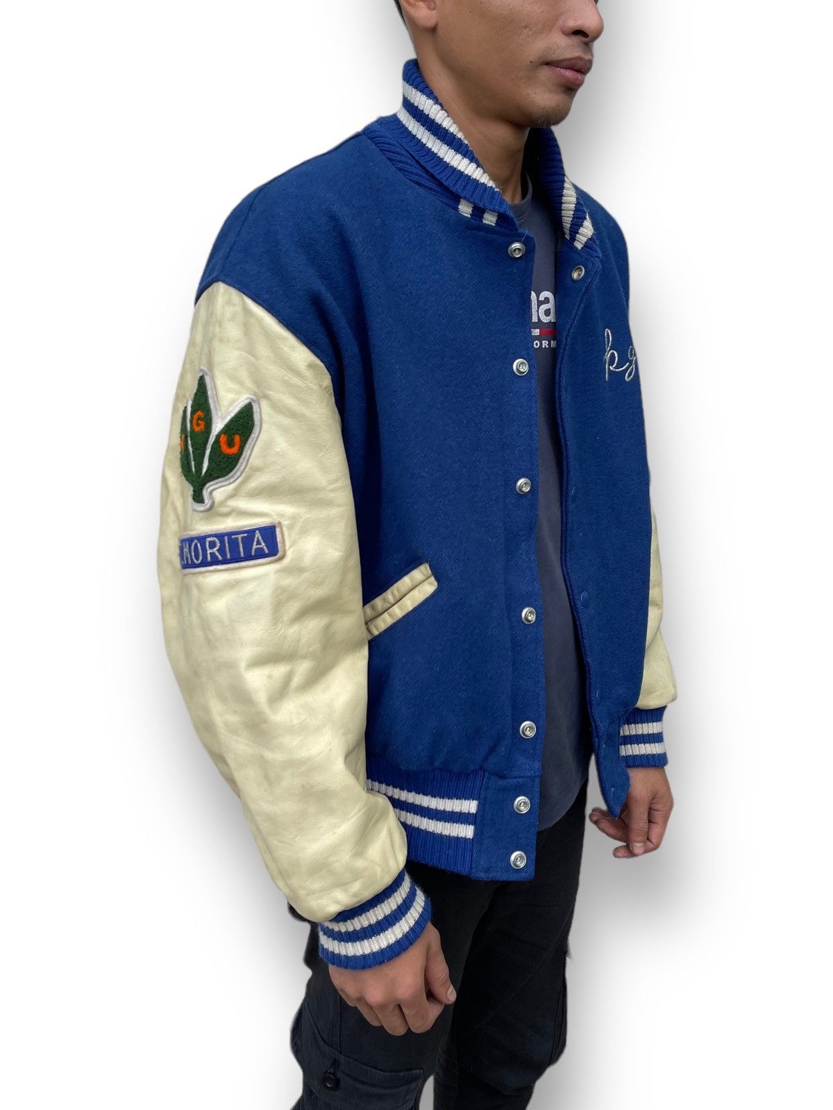 Delong 🔥Vintage 90's Delong USA Hurricanes Leather Sleeve Varsity Size US L / EU 52-54 / 3 - 4 Thumbnail