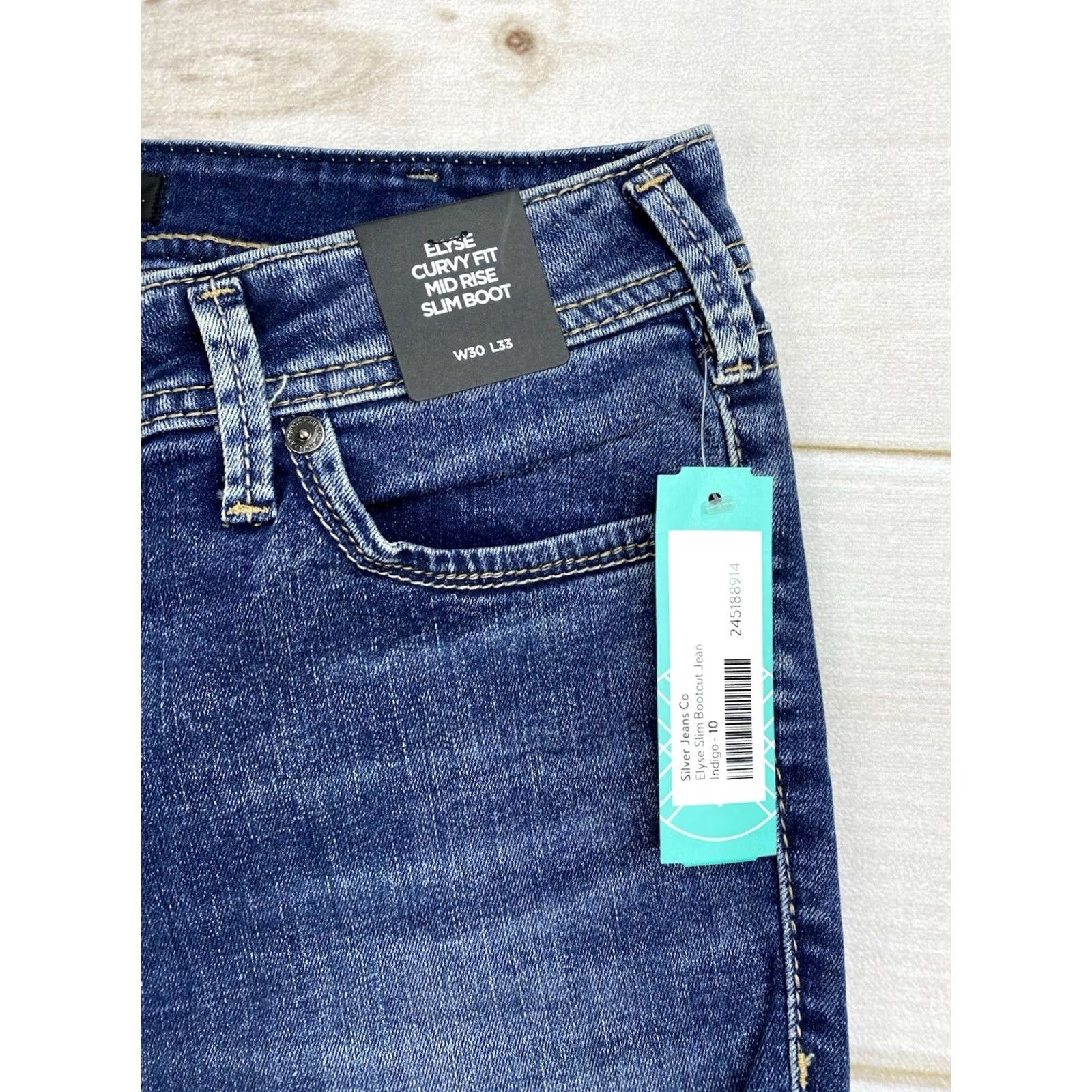 Silver Jeans Co. Silver Jeans Co. Elyse Jeans Dark Wash Slim Bootcut 30x33 Women Bleed NWT Denim Blue 5-Pocket Regular Basin 30" Inseam Jeans Womens Size 30" / US 8 / IT 44 - 3 Thumbnail