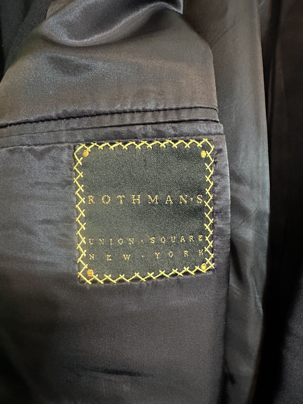 Designer ROTHMAN’S New York $1400 navy blue wool 2pc suit Size 44R - 12 Thumbnail