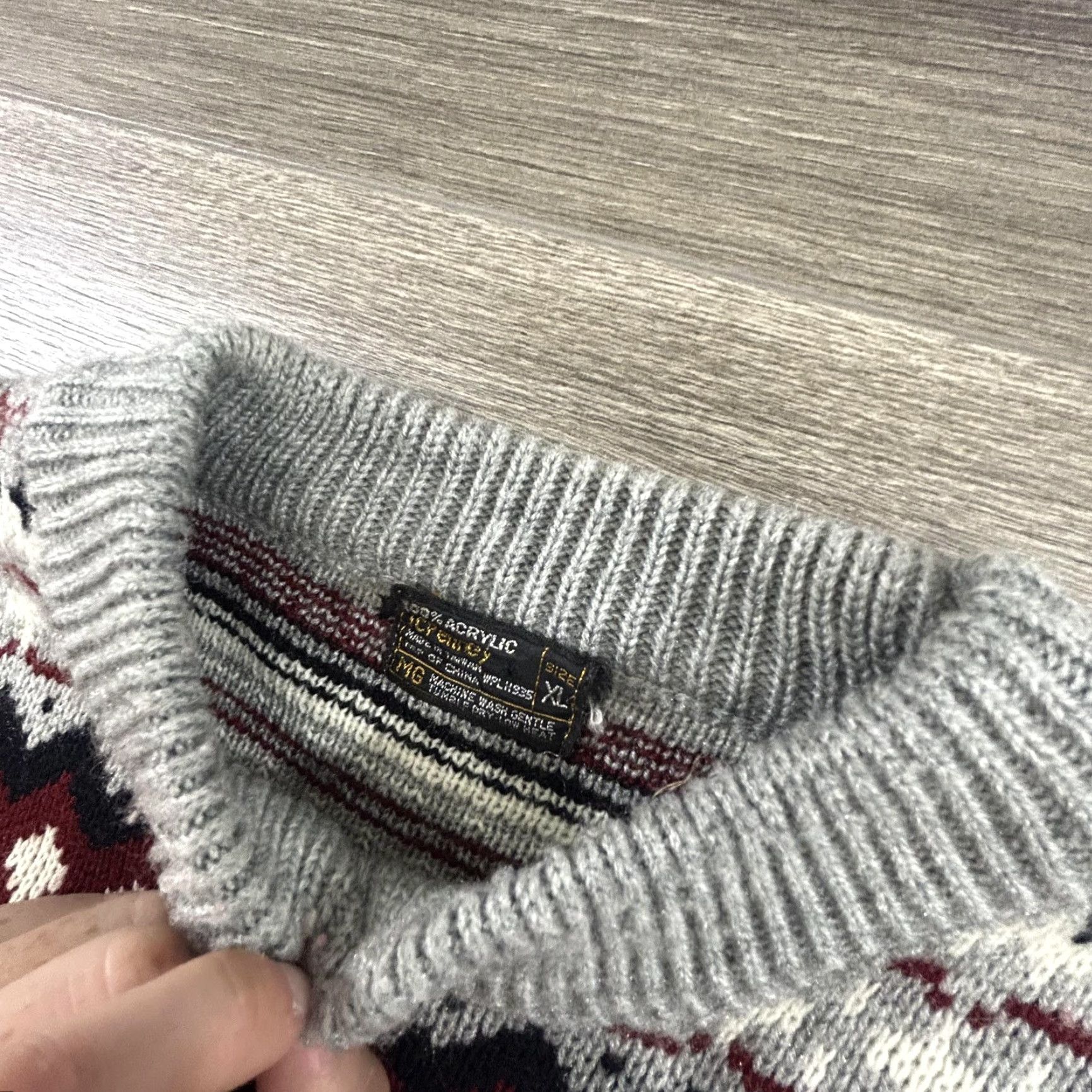 Penn VINTAGE J. C. Penney Sweater Mens XL Gray Fair Isle Cable-Knit Pullover Size US XL / EU 56 / 4 - 3 Thumbnail