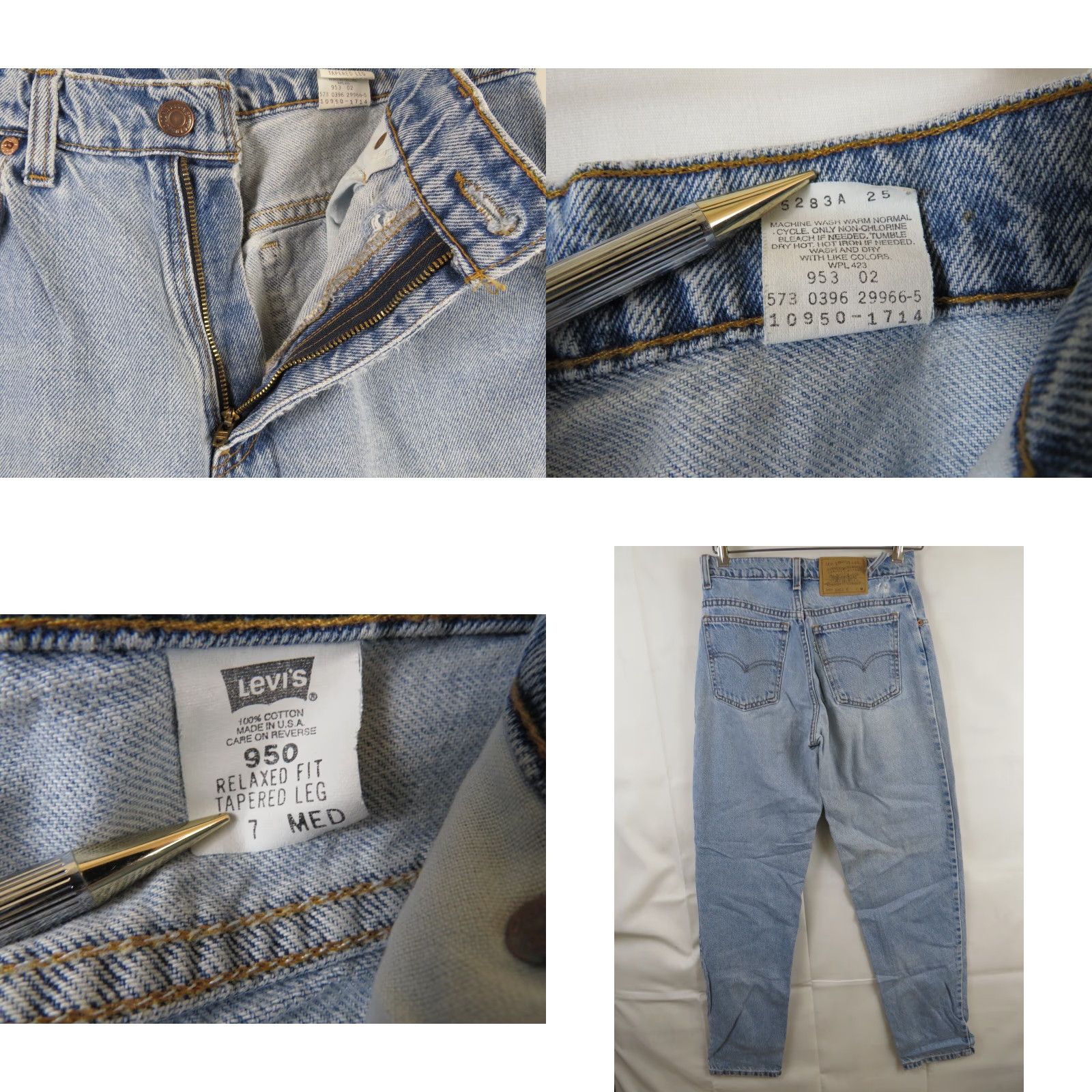 Levi's VINTAGE Levi's 950 Jeans Blue 7 MED Bootcut Mens 32x27 United States 1996 USA Made Jeans 550 Model Ladies? Size 27" / US 4 / IT 40 - 8 Thumbnail
