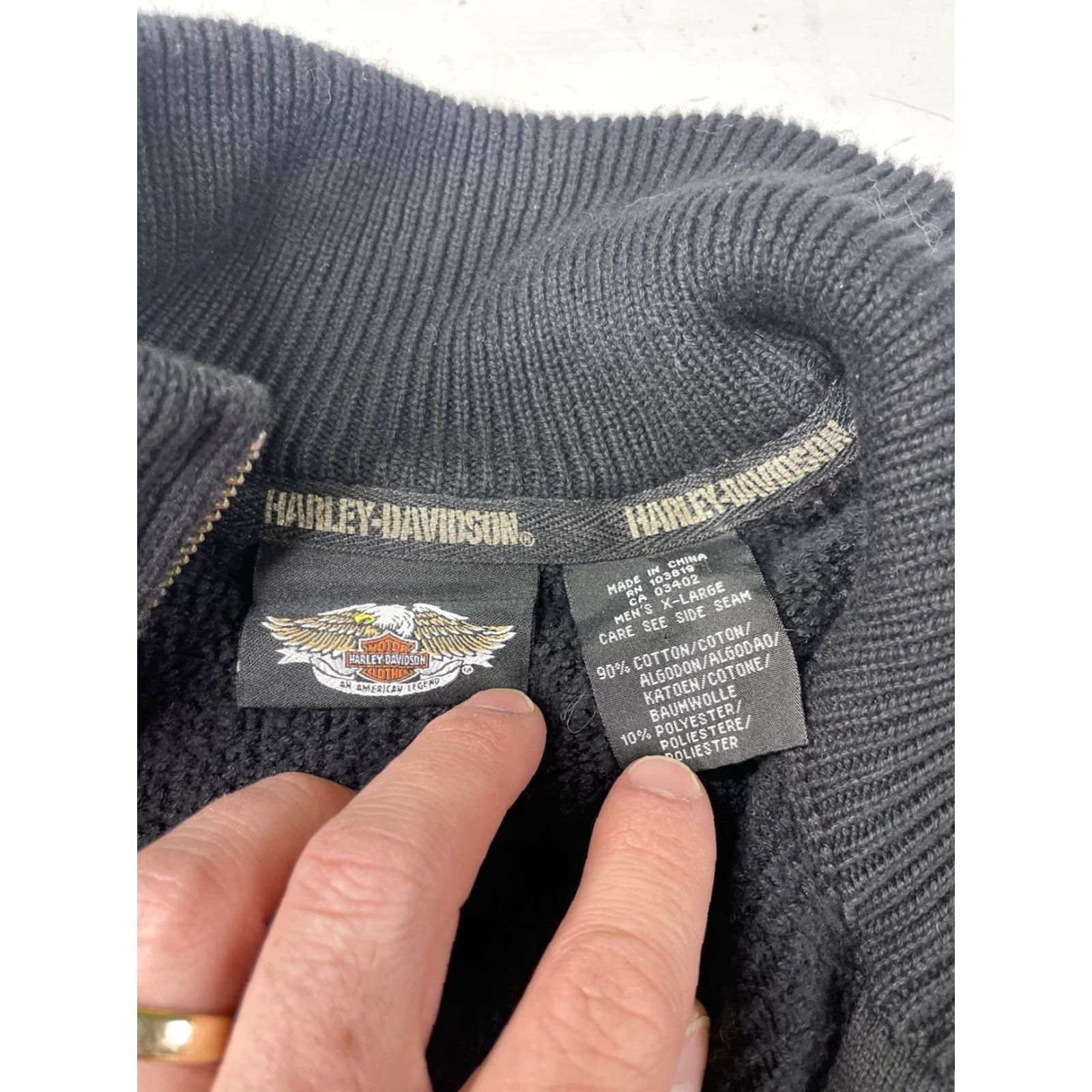 Harley Davidson VINTAGE Harley Davidson Full Zip Jacket Sweater Fleece Mens XL Black Cotton Blend Punk Motorcycle Look Size US XL / EU 56 / 4 - 3 Thumbnail