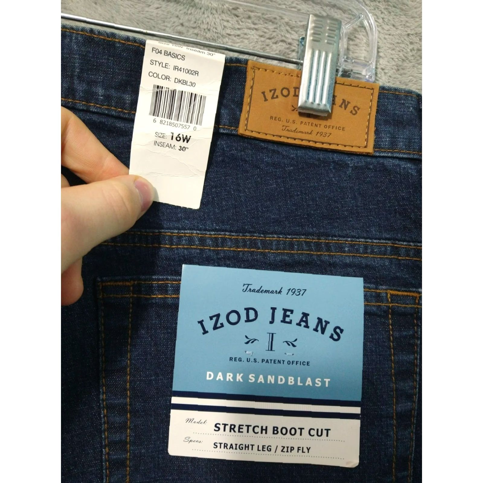 Izod IZOD Womens Jeans 16W Blue Denim Stretch Boot Cut Straight Leg Dark Wash Size 38" / US 16 / IT 52 - 7 Thumbnail