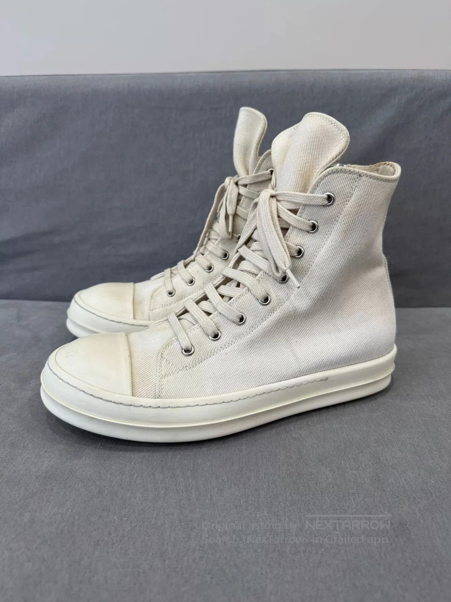 Converse Rick Owens White Canvas High. Size US 9 / EU 42 - 1 Thumbnail