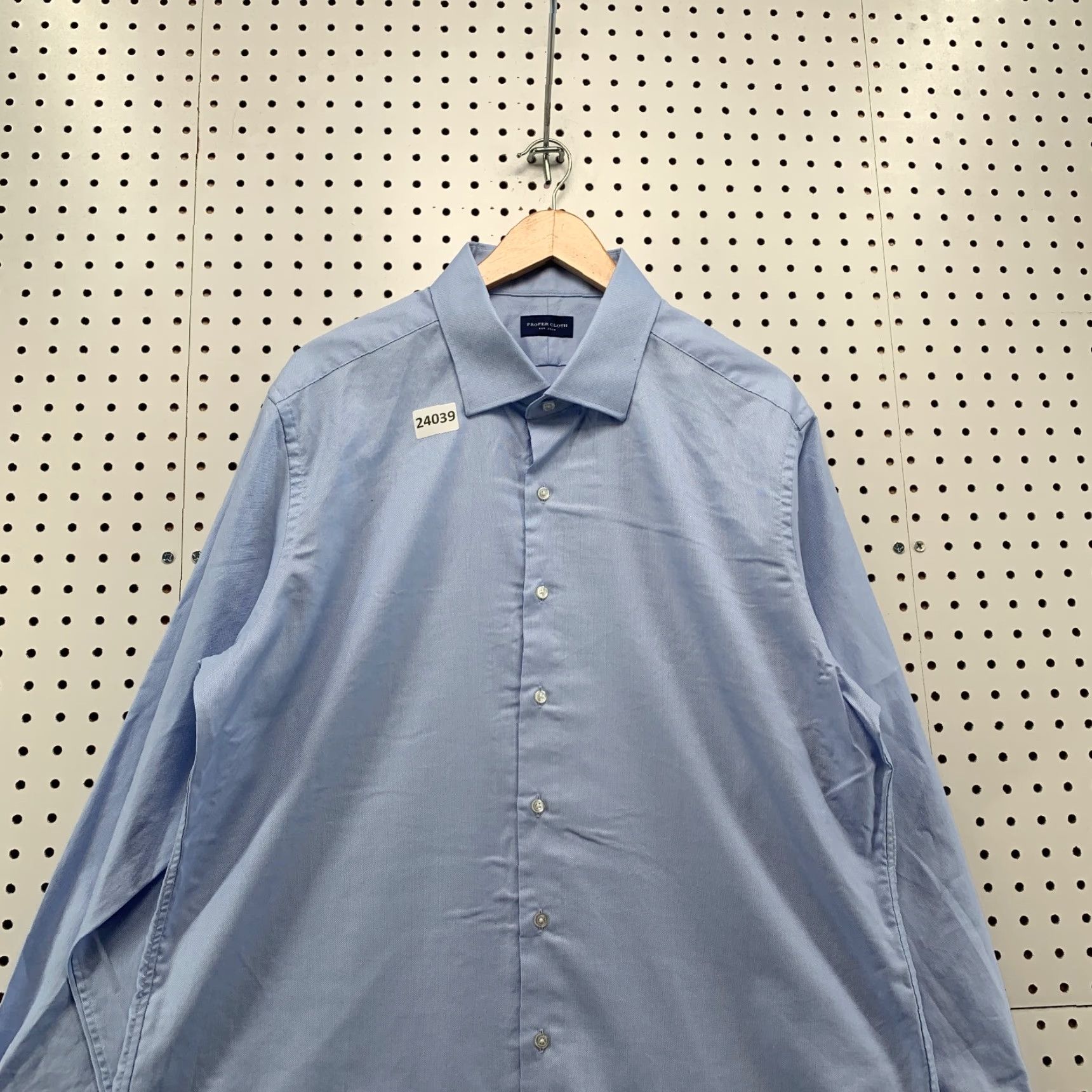 Proper Cloth Proper Cloth Shirt Mens Solid Blue Long Sleeve 2XL Cotton 19.2 Neck 25x31.5 Button-Up Size US XXL / EU 58 / 5 - 5 Thumbnail