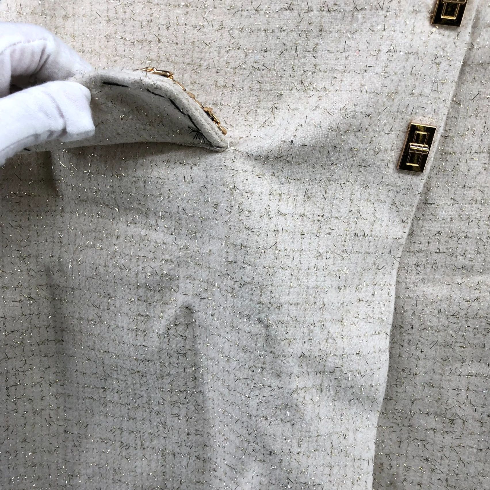 Vintage NWT J.ING Tweed Mini Skirt Womens XS 24'' Waist Ivory Metallic Gold Royal Size 26" / US 2 / IT 38 - 4 Thumbnail