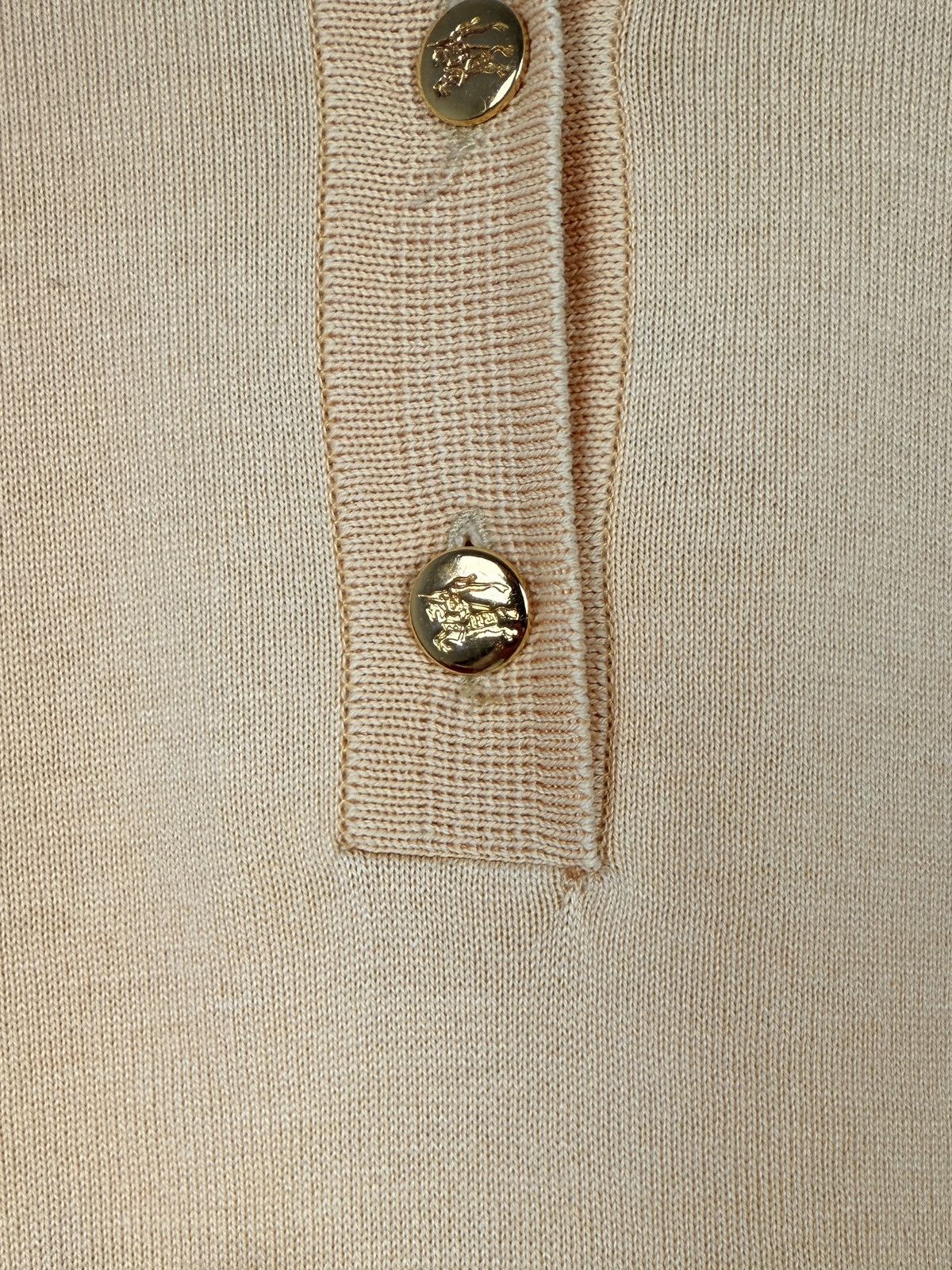 Burberry 1990’s Vintage Burberrys Peach Cotton Knitted Polo Shirt Size XL / US 12-14 / IT 48-50 - 4 Thumbnail