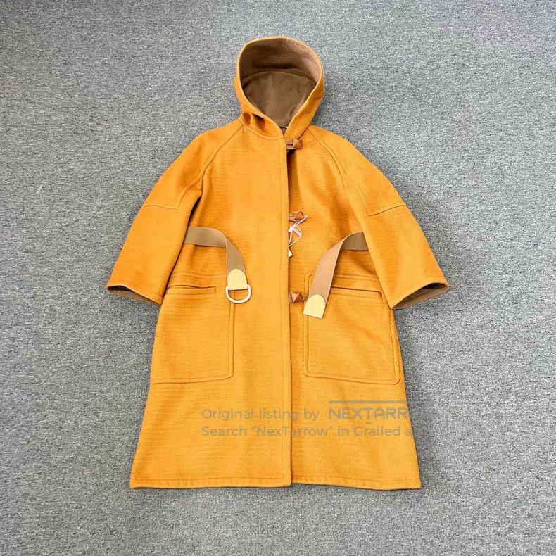 Hermes Hermes Orange Hooded Cashmere Coat Size XXS / US 00 / IT 34 - 1 Thumbnail