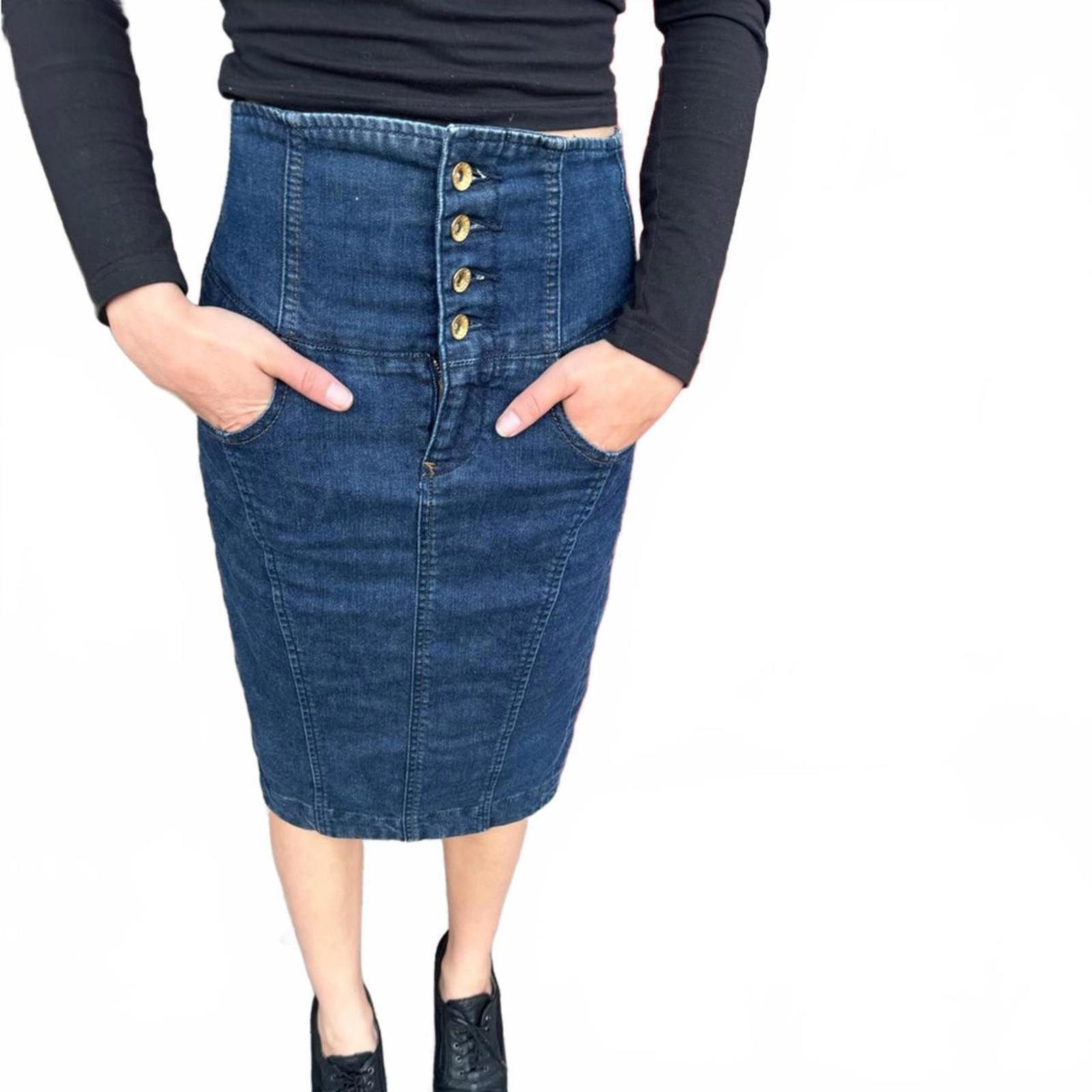 Other Y2K Armani Exchange High Waist Stretch Denim Bandage Skirt Size 25" / US 0 / IT 36 - 7 Thumbnail